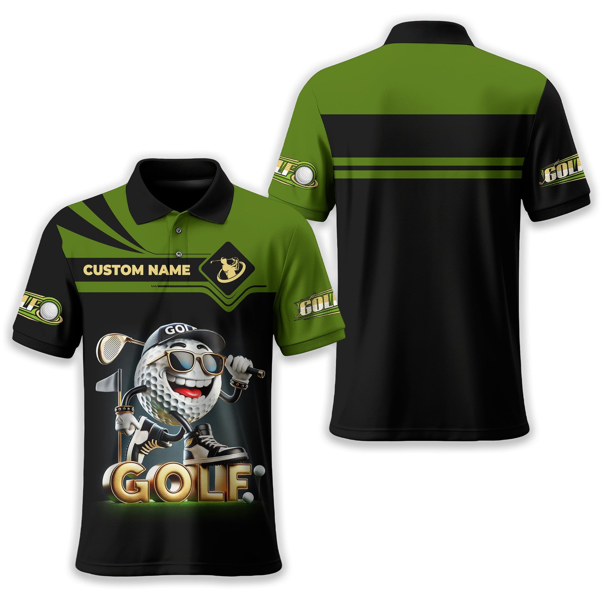Funny Golf Ball Shirt, Custom Men's Golf Polo Shirt, Golfing Apparel, Funny Golf Polos, Gift For Golfers