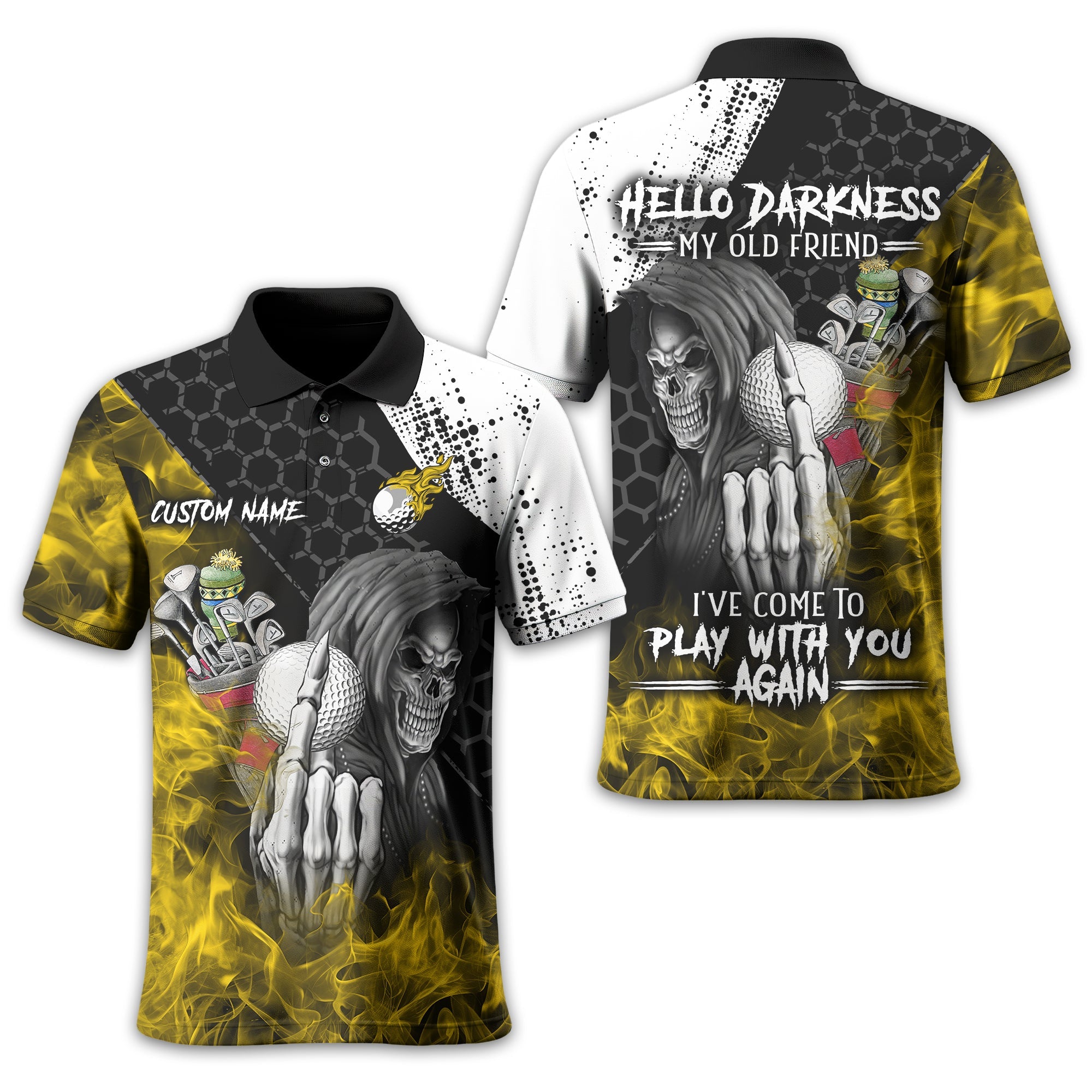 Hello Darkness My Old Friend Custom Golf Shirt, Present For Golfer