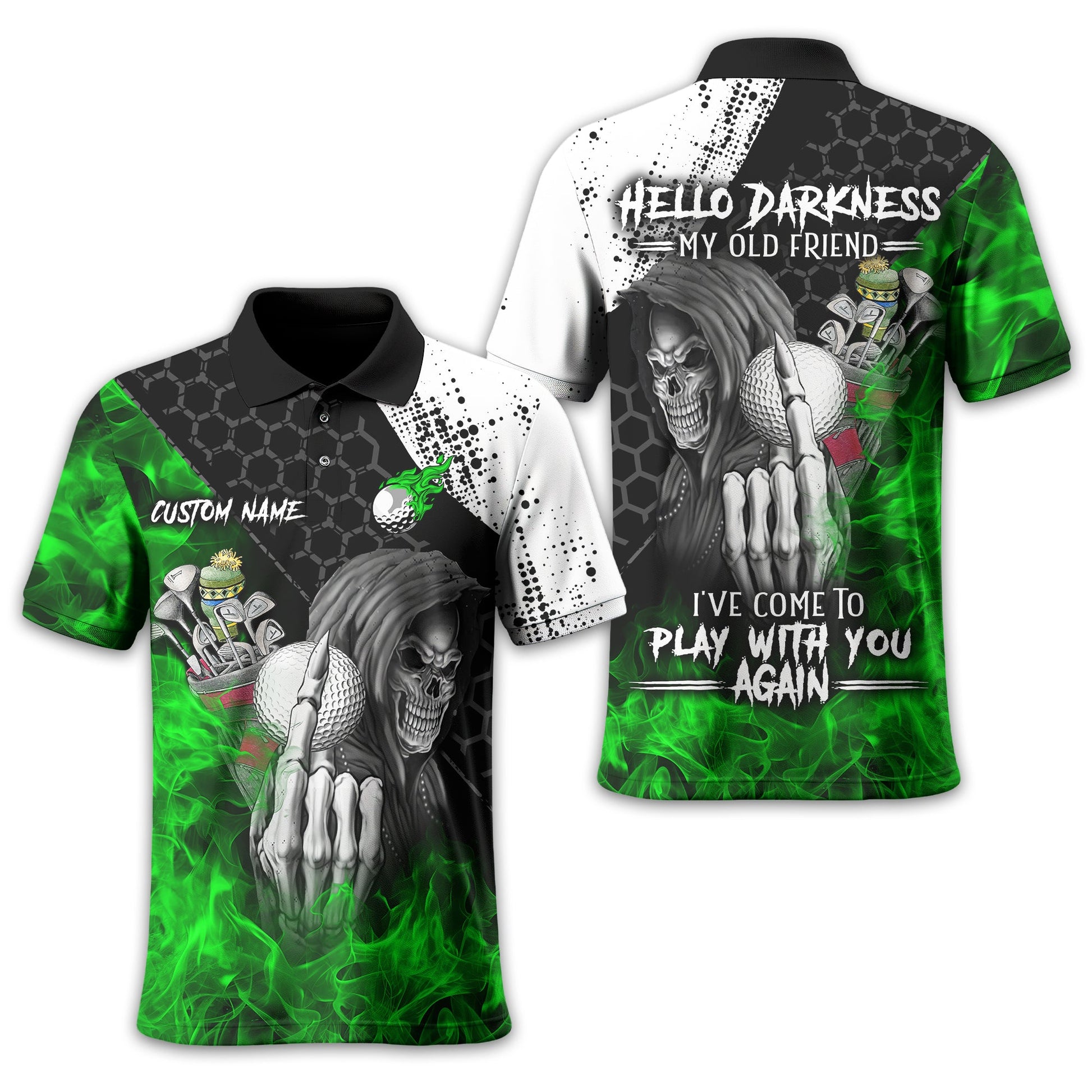 Hello Darkness My Old Friend Custom Golf Shirt, Present For Golfer