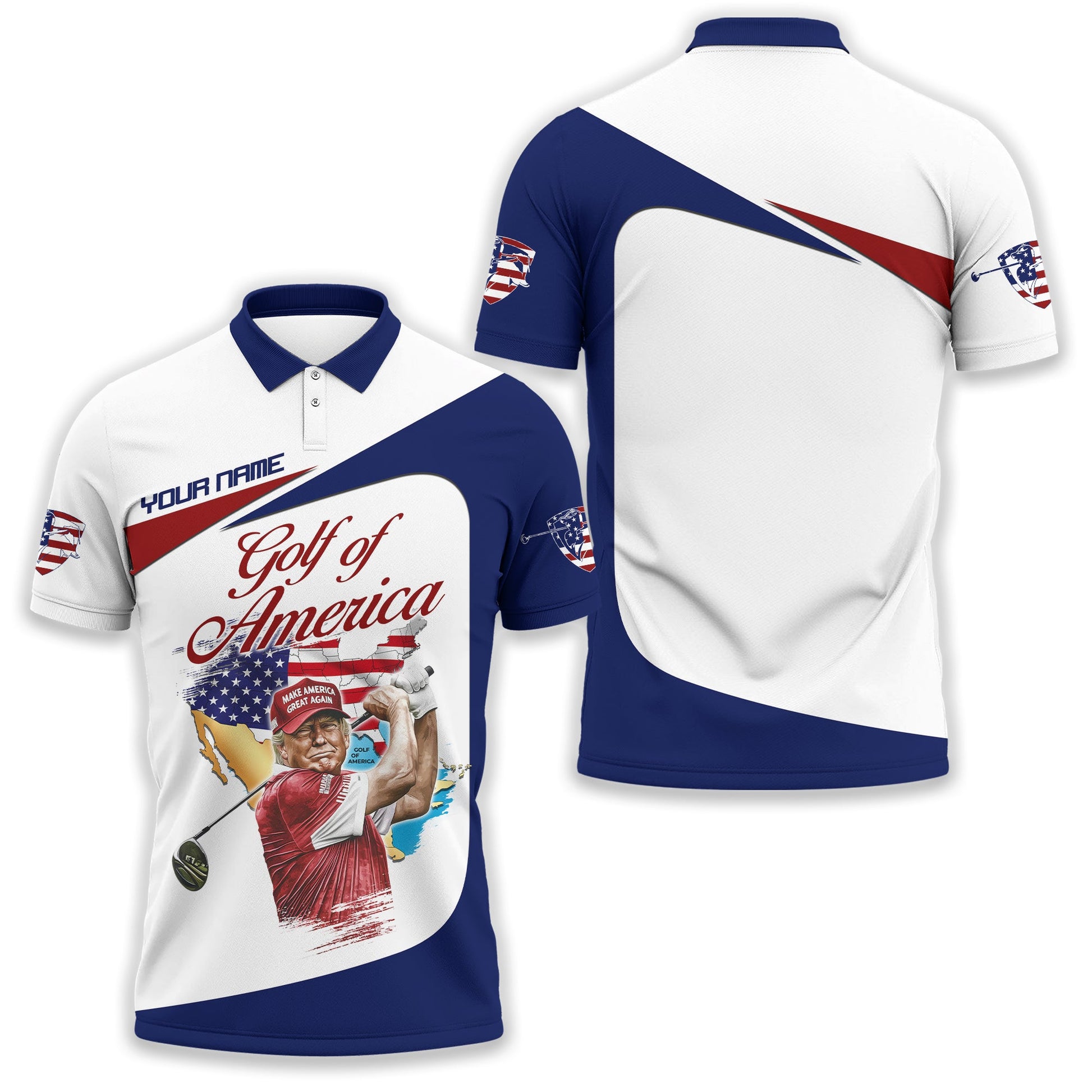 Trump Golf Of America Custom Men's Golf Polo Shirt, Golfing Apparel, Gift For Golfers
