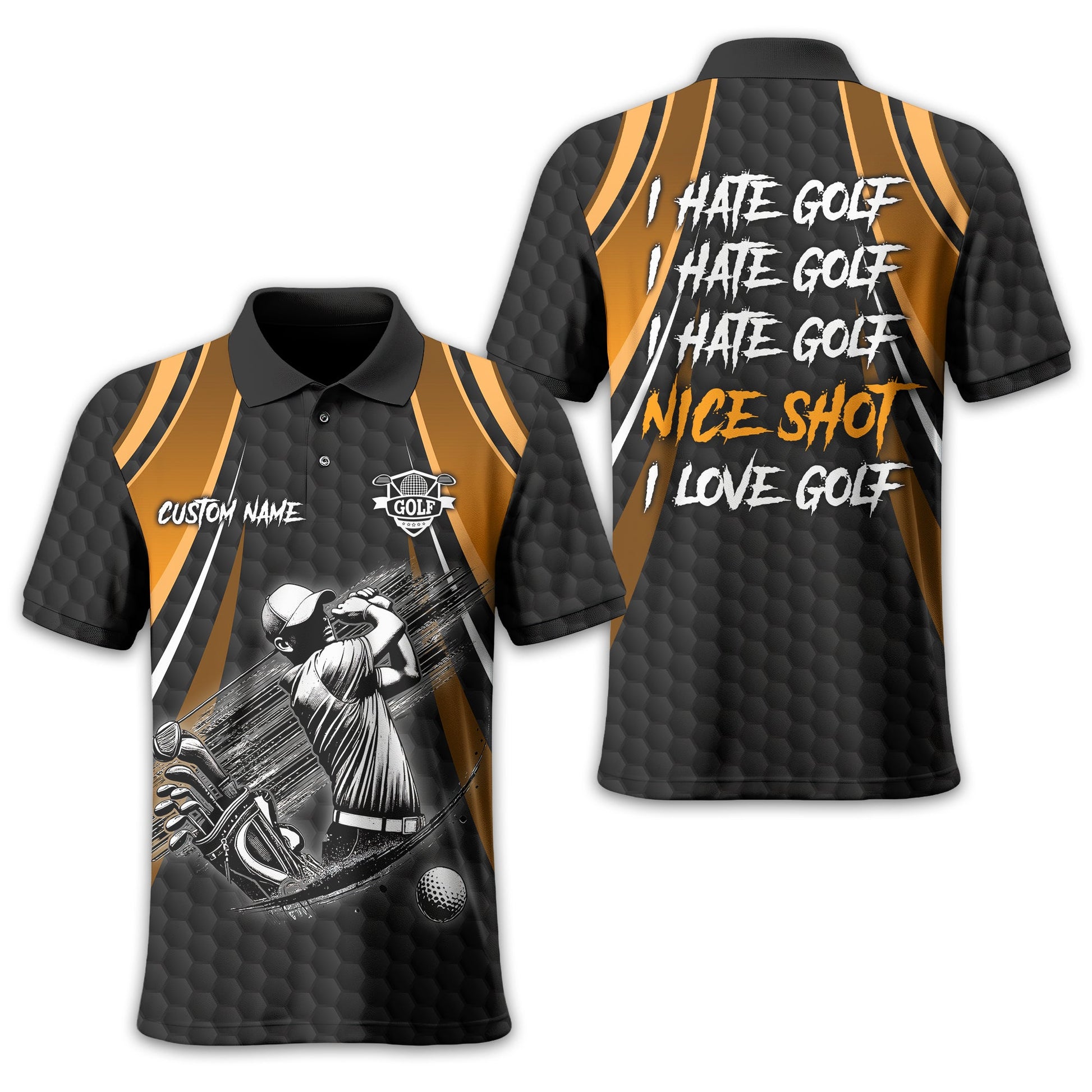I Hate Golf Custom Men's Golf Polo Shirt, Funny Golf Shirt, Gift For Golfer
