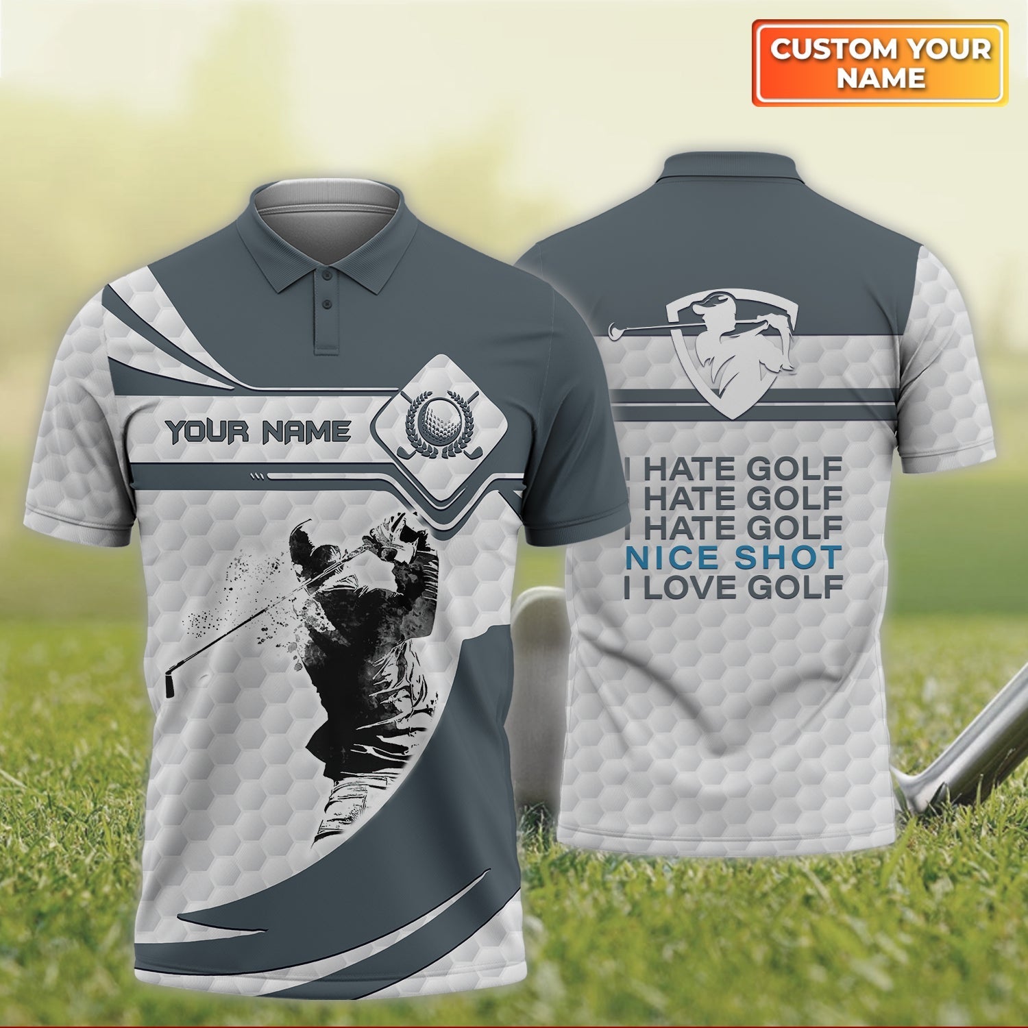 I Hate Golf Golf Men's Golf Polo Shirt, Golfing Apparel, Mens Golf Gift, Funny Golf Shirt