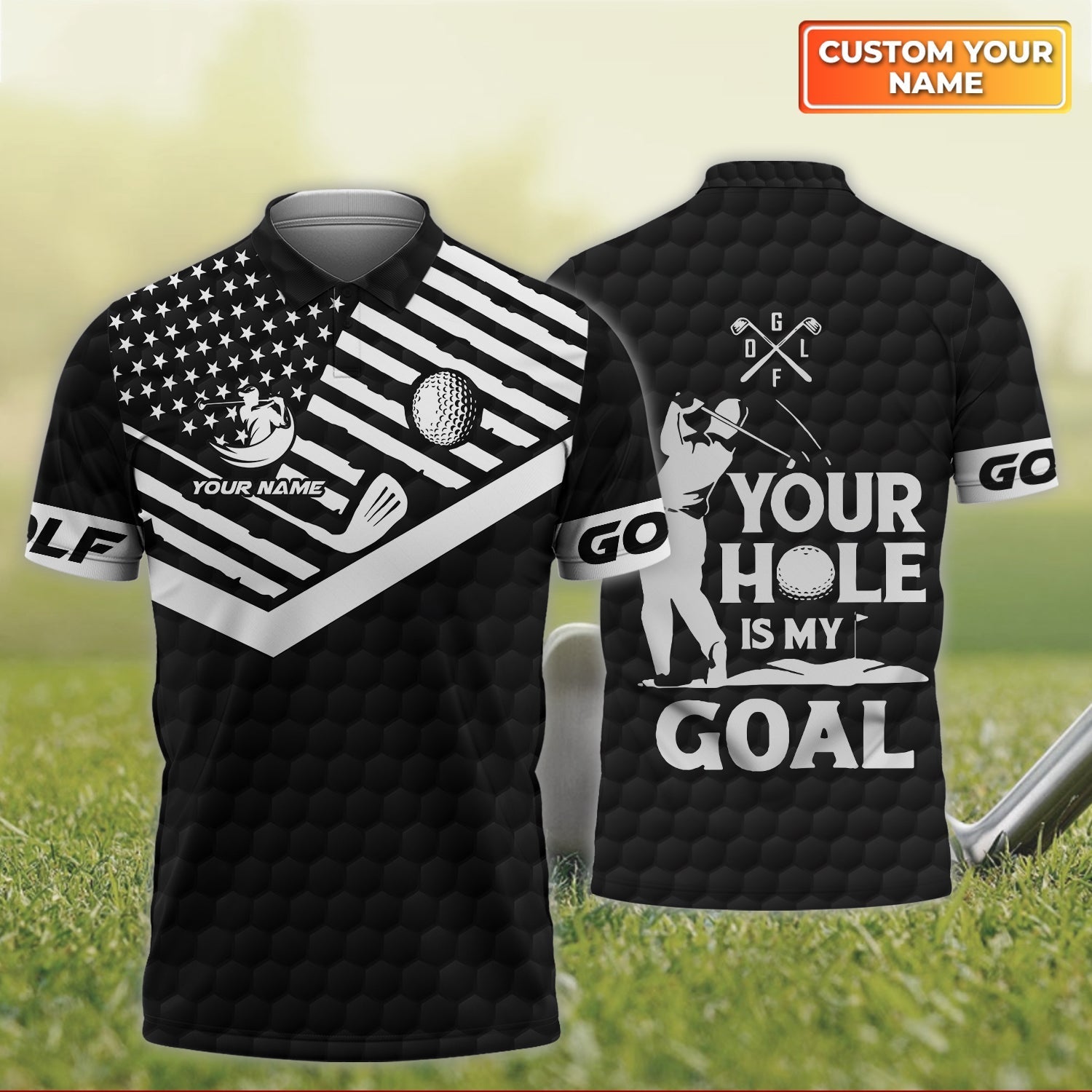 Your Hole Is My Goal  Golf Men's Golf Polo Shirt, Golfing Apparel, Mens Golf Gift, Funny Golf Shirt