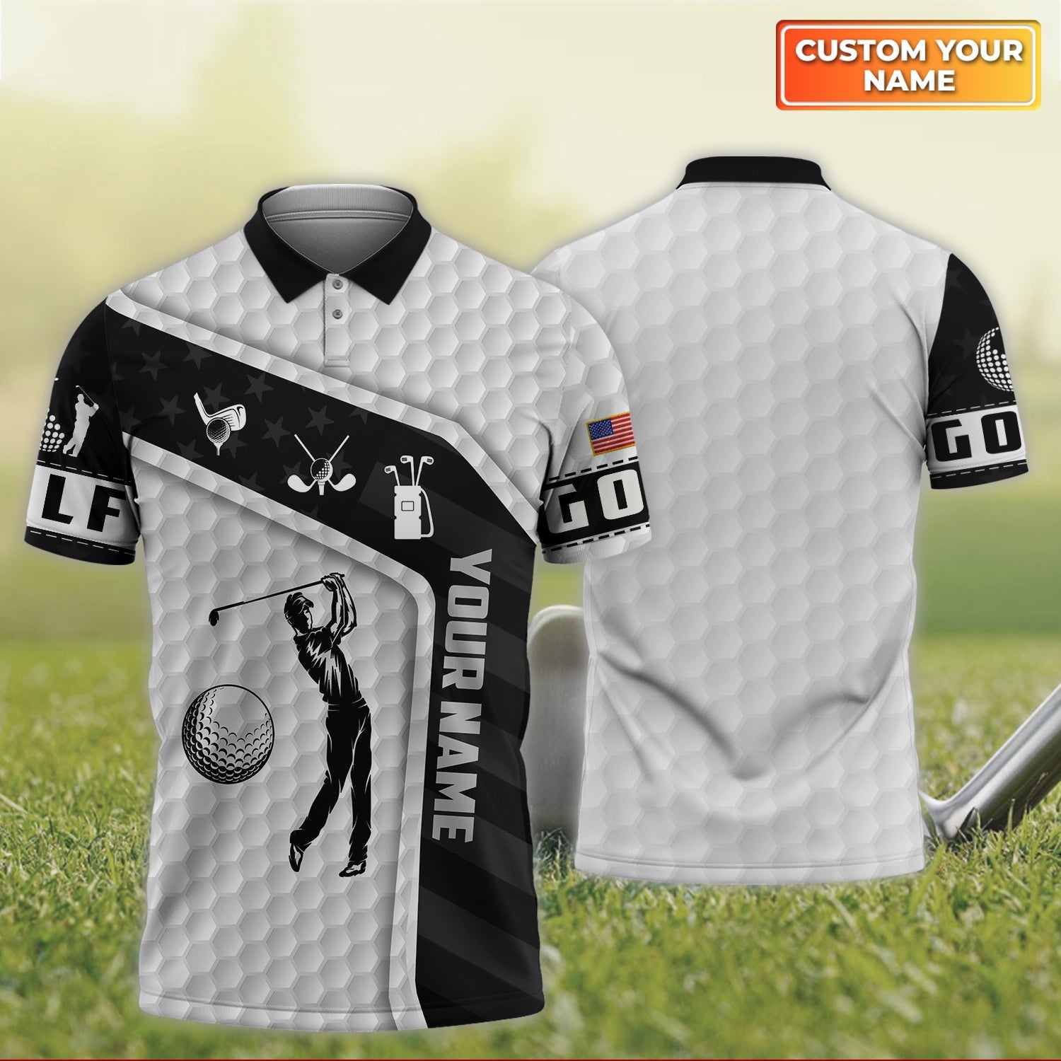 Black and White Golf Men's Golf Polo Shirt, Golfing Apparel, Mens Golf Gift, Funny Golf Shirt