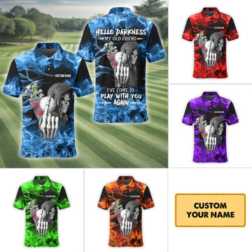 Hello Darkness My Old Friend Personalized Golf Polo Shirt, Golf Shirt For Men, Gift For Golfers