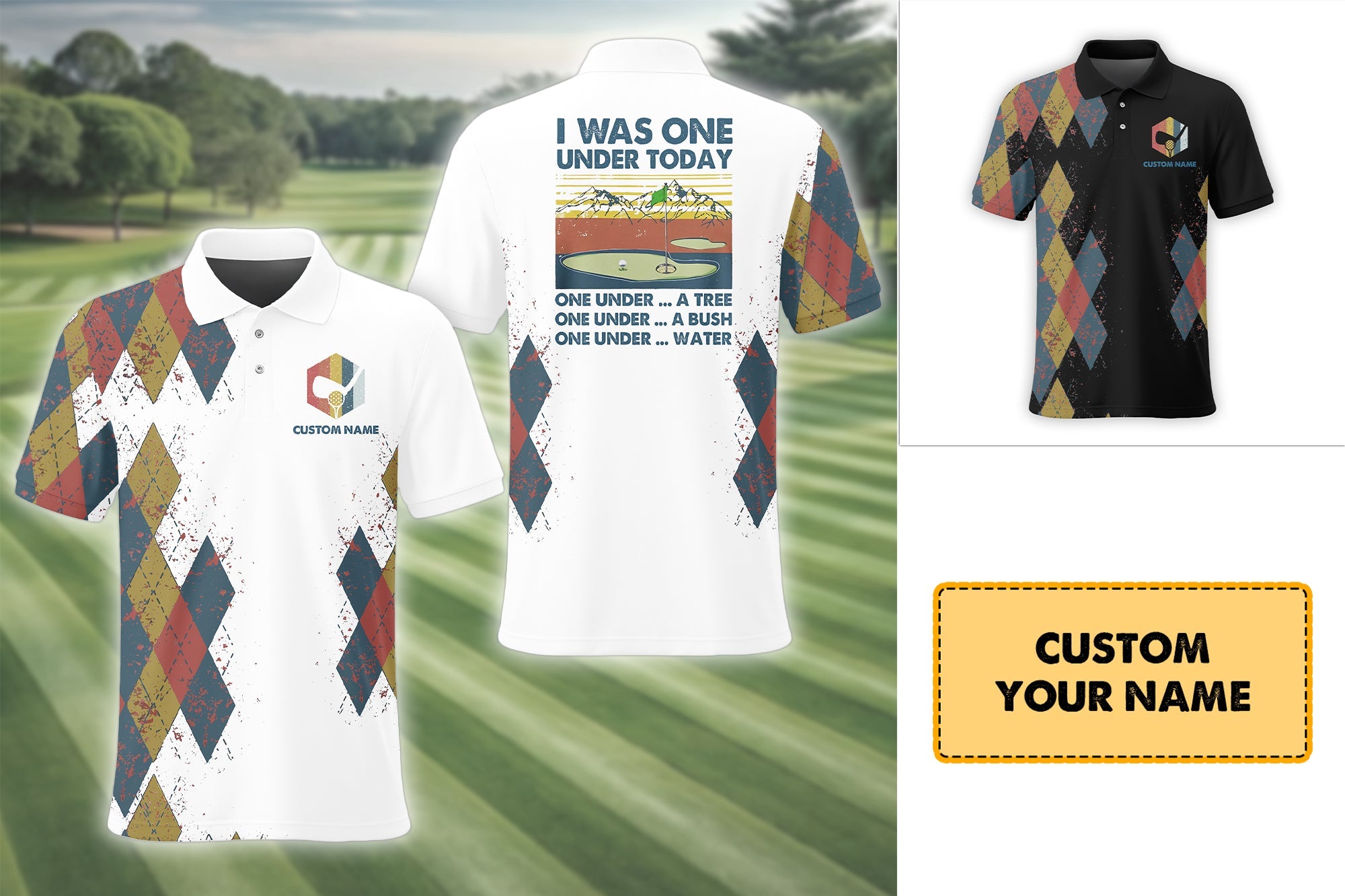 I Was One Under Today , Custom Polo Golf Shirt, Present For Golfer