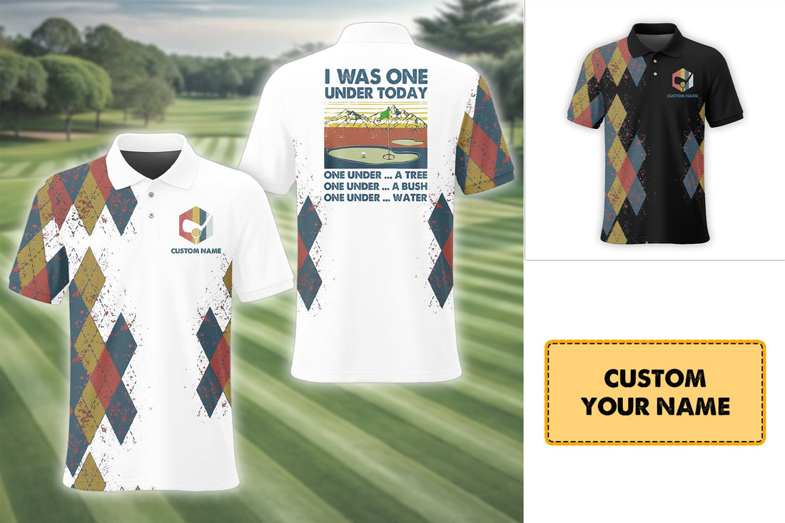 I Was One Under Today , Custom Polo Golf Shirt, Present For Golfer