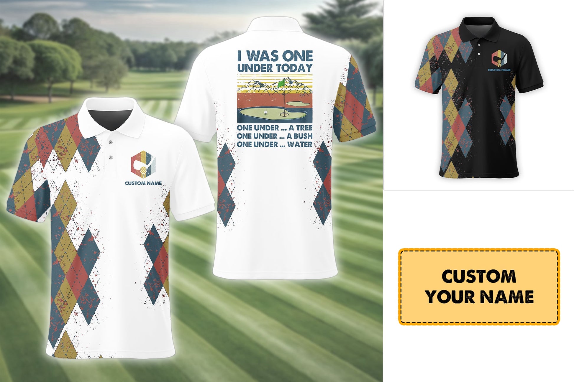 I Was One Under Today , Custom Polo Golf Shirt, Present For Golfer