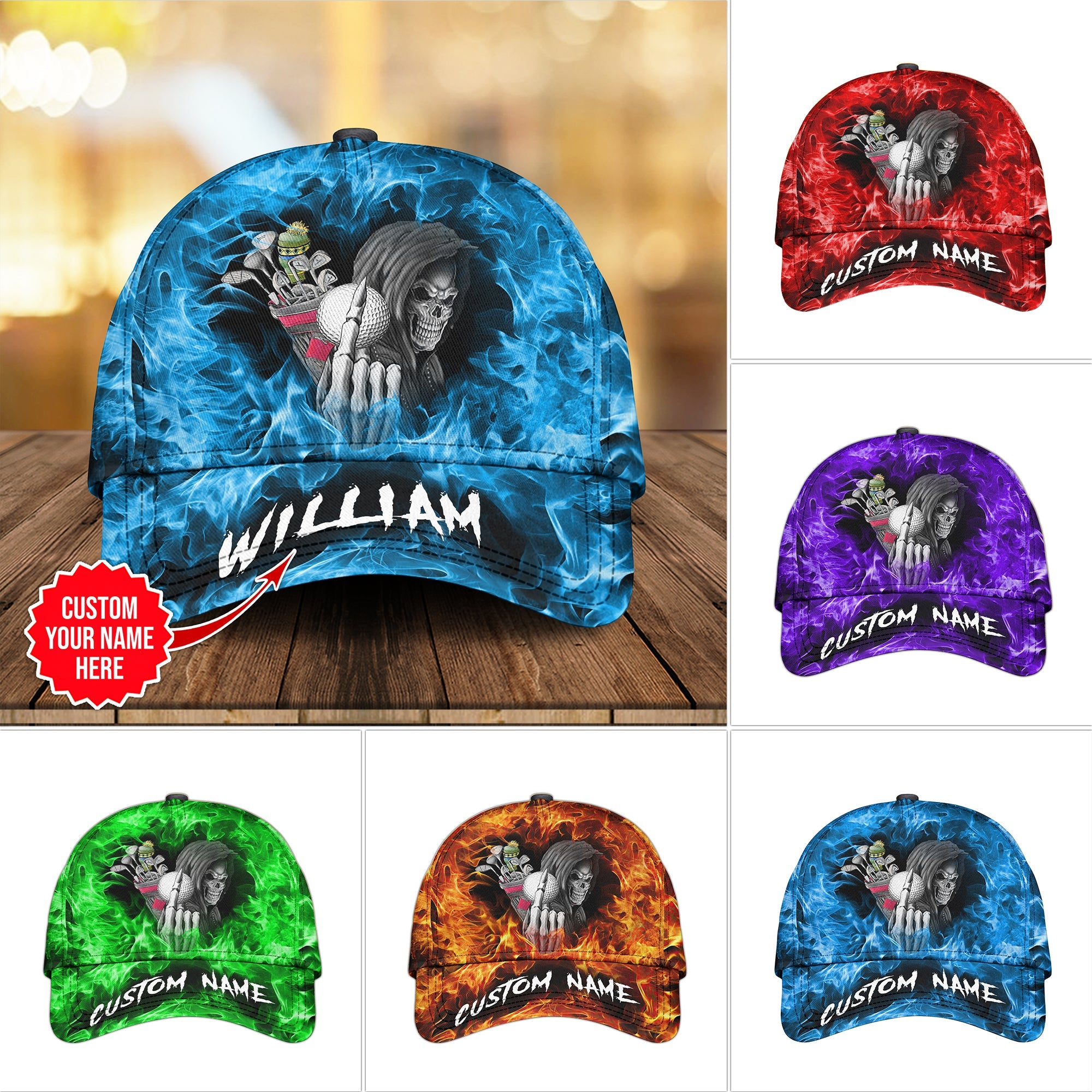 Skull Cap, Custom Golf Cap, Gift Ideas For Golfer