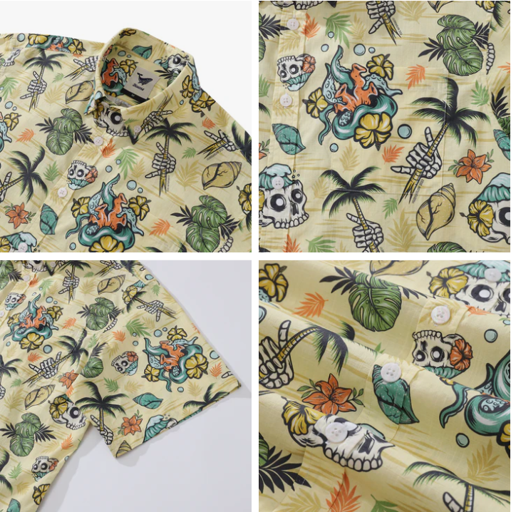 Tropical Wilderness Skull Hawaiian Polo Golf Shirts, Skull Golf Shirt, Gift For Golfers