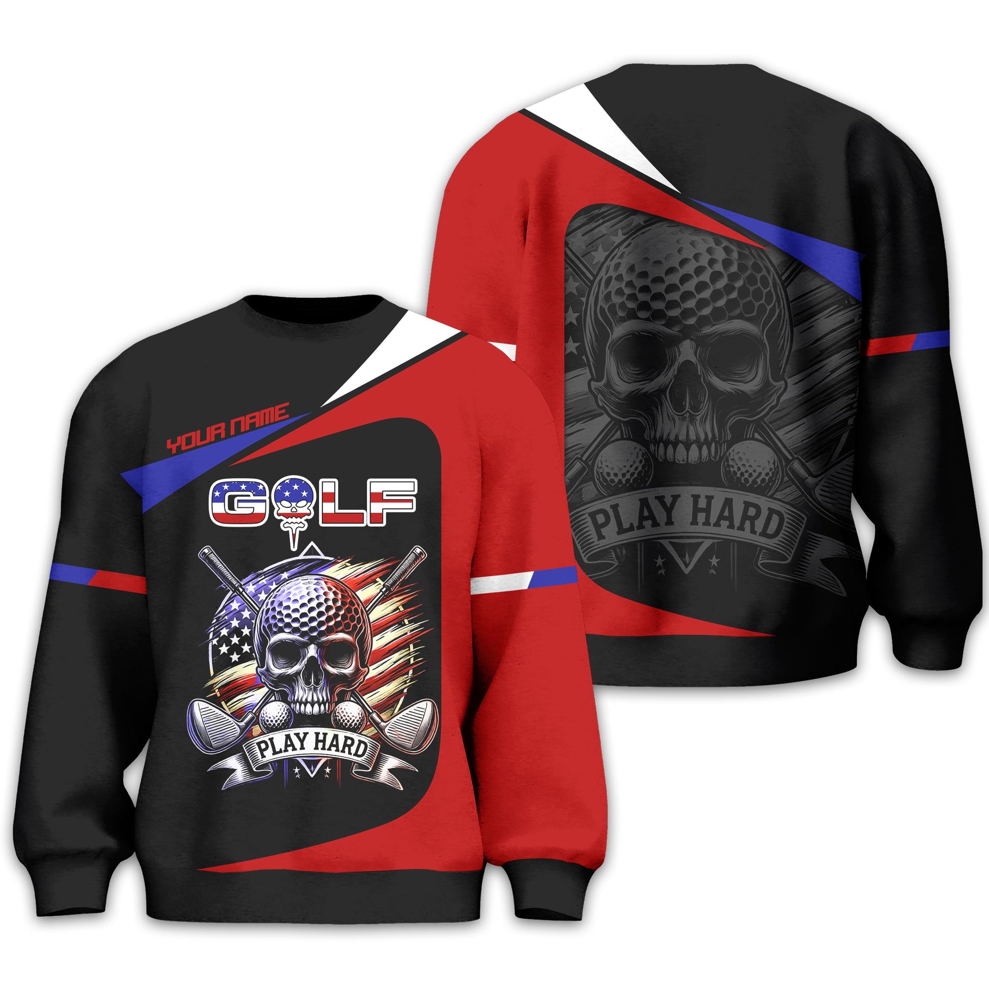 Skull And Flag Golf Shirt For Men, Personalized Golf Shirt, Patriotic Golf Shirt, Gift For Golfers