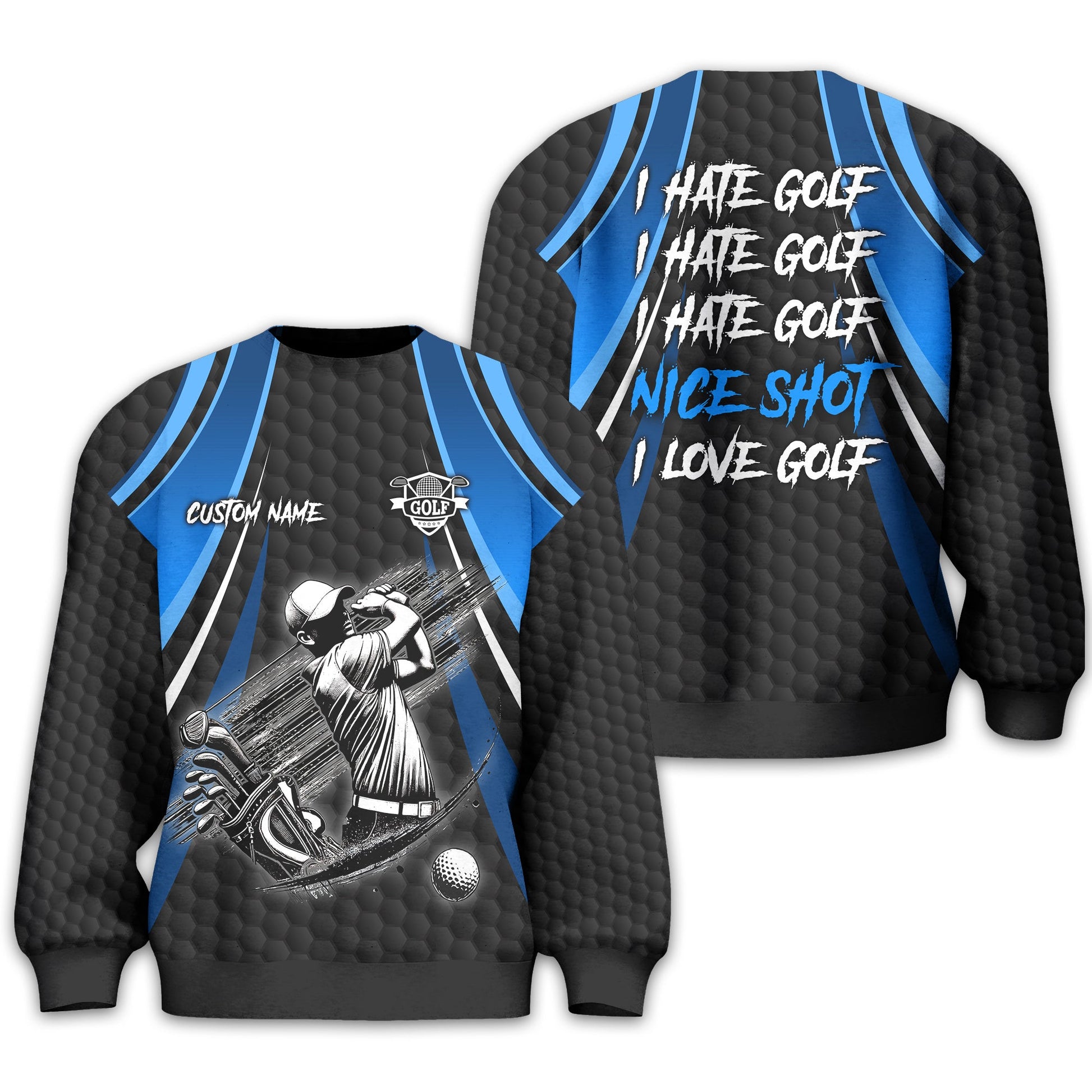 I Hate Golf Custom Men's Golf Polo Shirt, Funny Golf Shirt, Gift For Golfer