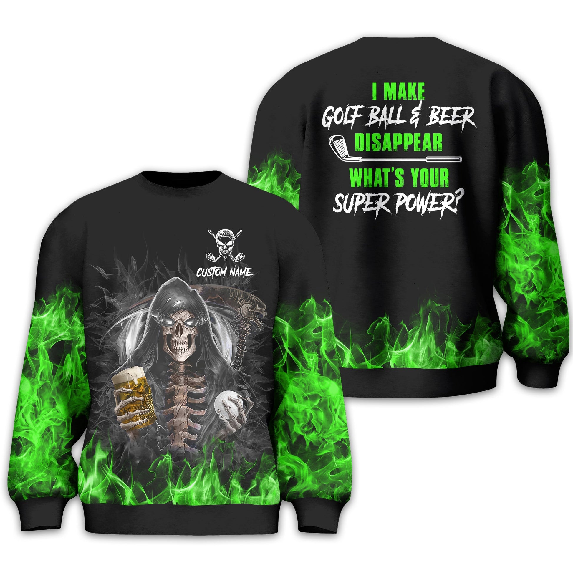 I Make Golf Ball And Beer Disappear Custom Golf Polo Shirt, Skull Golf Shirt, Gift For Golfers