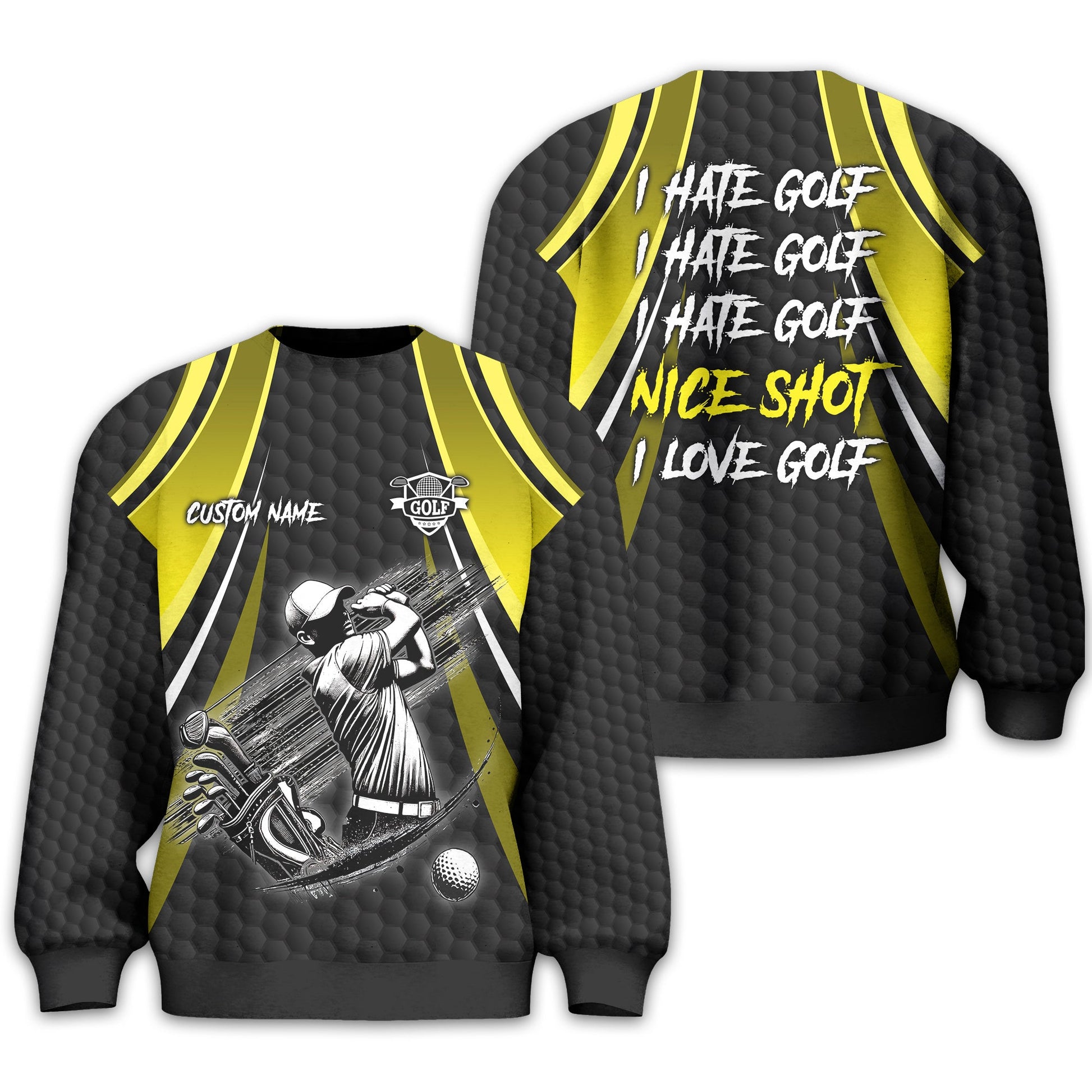 I Hate Golf Custom Men's Golf Polo Shirt, Funny Golf Shirt, Gift For Golfer