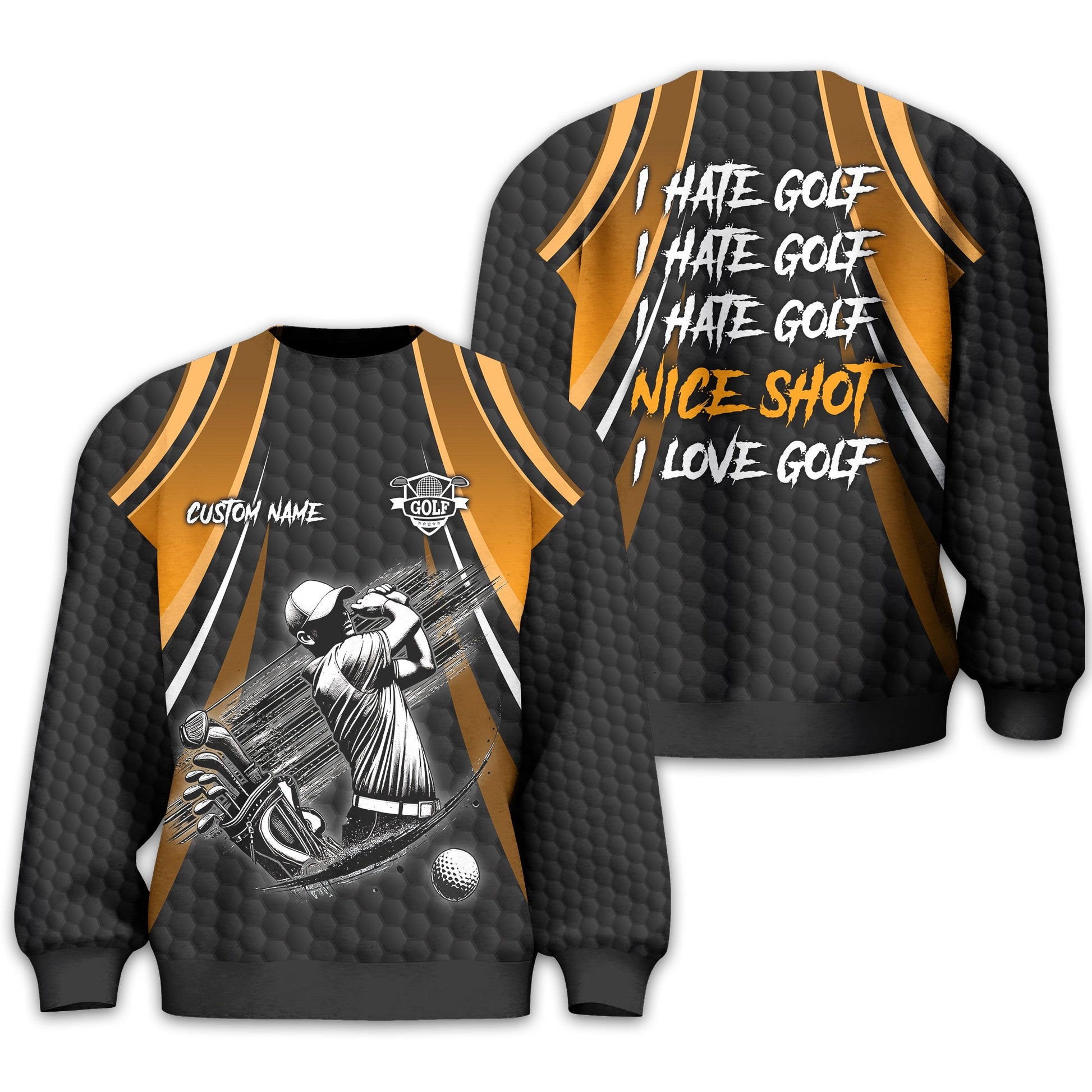 I Hate Golf Custom Men's Golf Polo Shirt, Funny Golf Shirt, Gift For Golfer