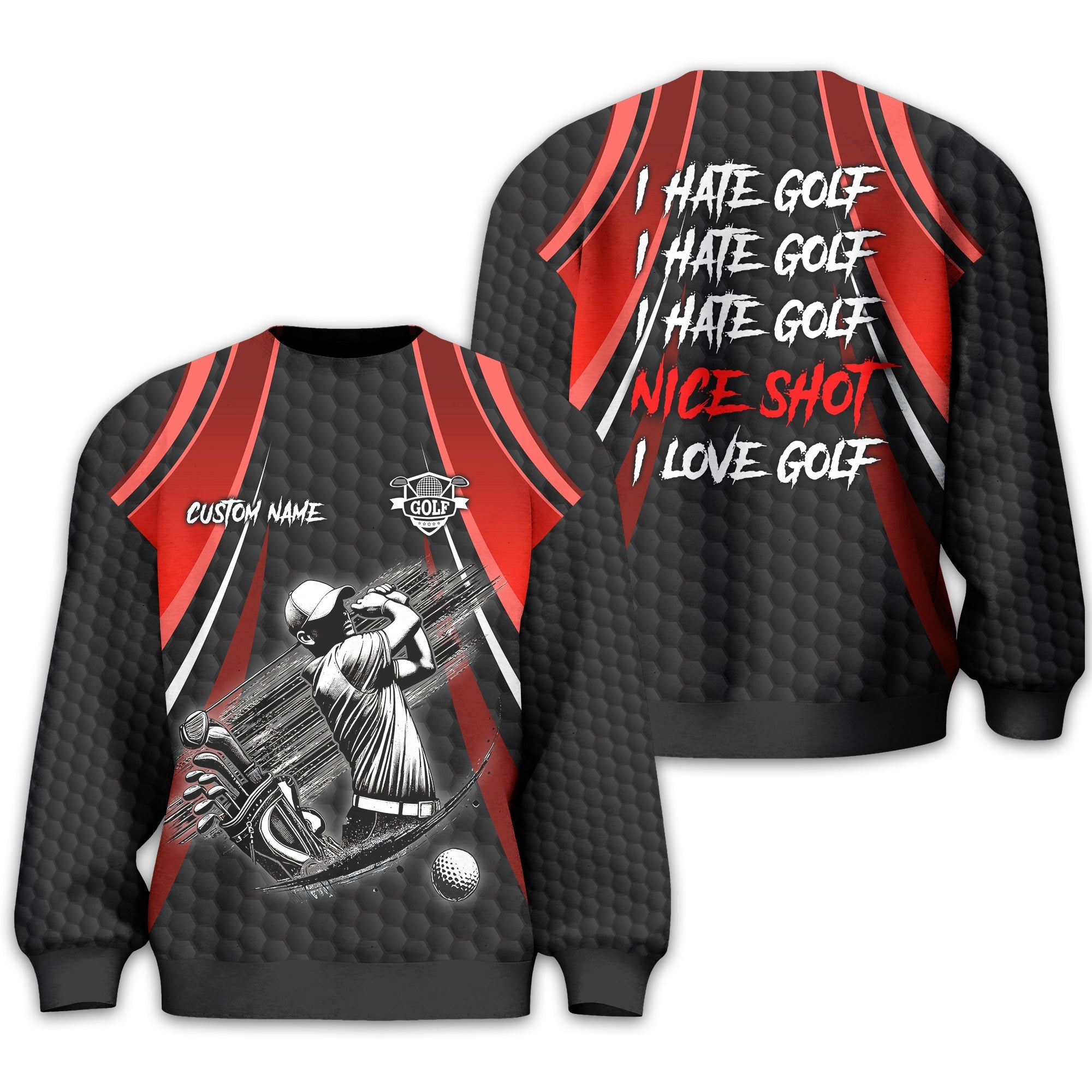 I Hate Golf Custom Men's Golf Polo Shirt, Funny Golf Shirt, Gift For Golfer