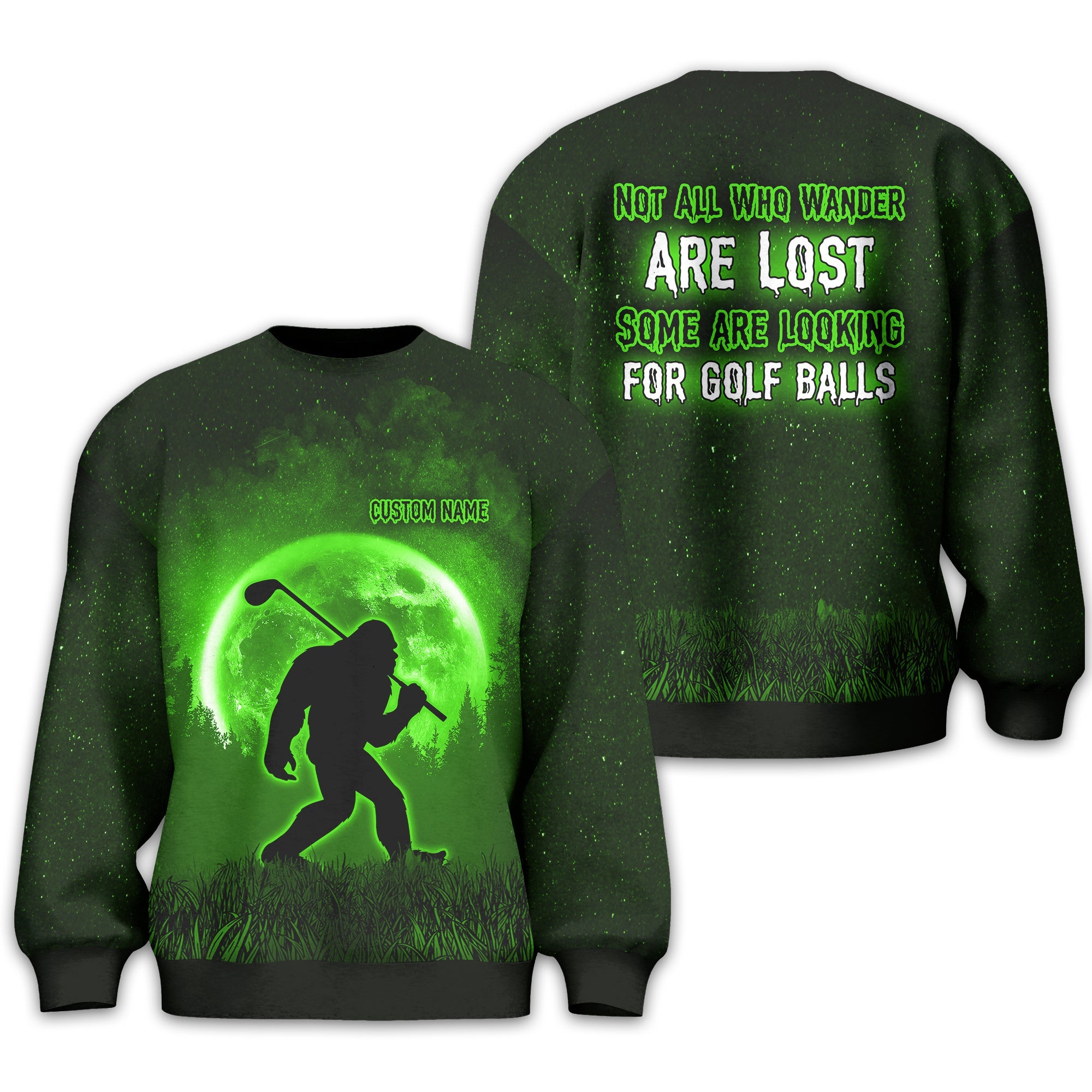 Not All Who Wander Are Lost Bigfoot Hawaiian Golf Shirt, Personalized Golf Shirt, Funny Golf Polo Shirt