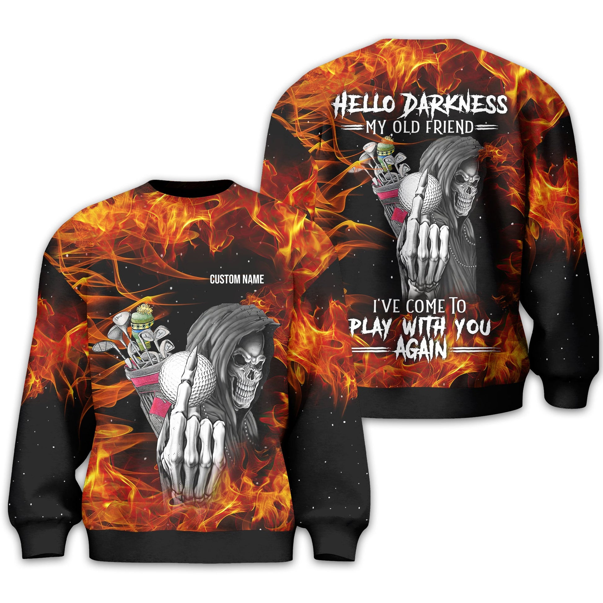 Hello Darkness My Old Friend Personalized Golf Polo Shirt, Golf Shirt For Men, Gift For Golfers