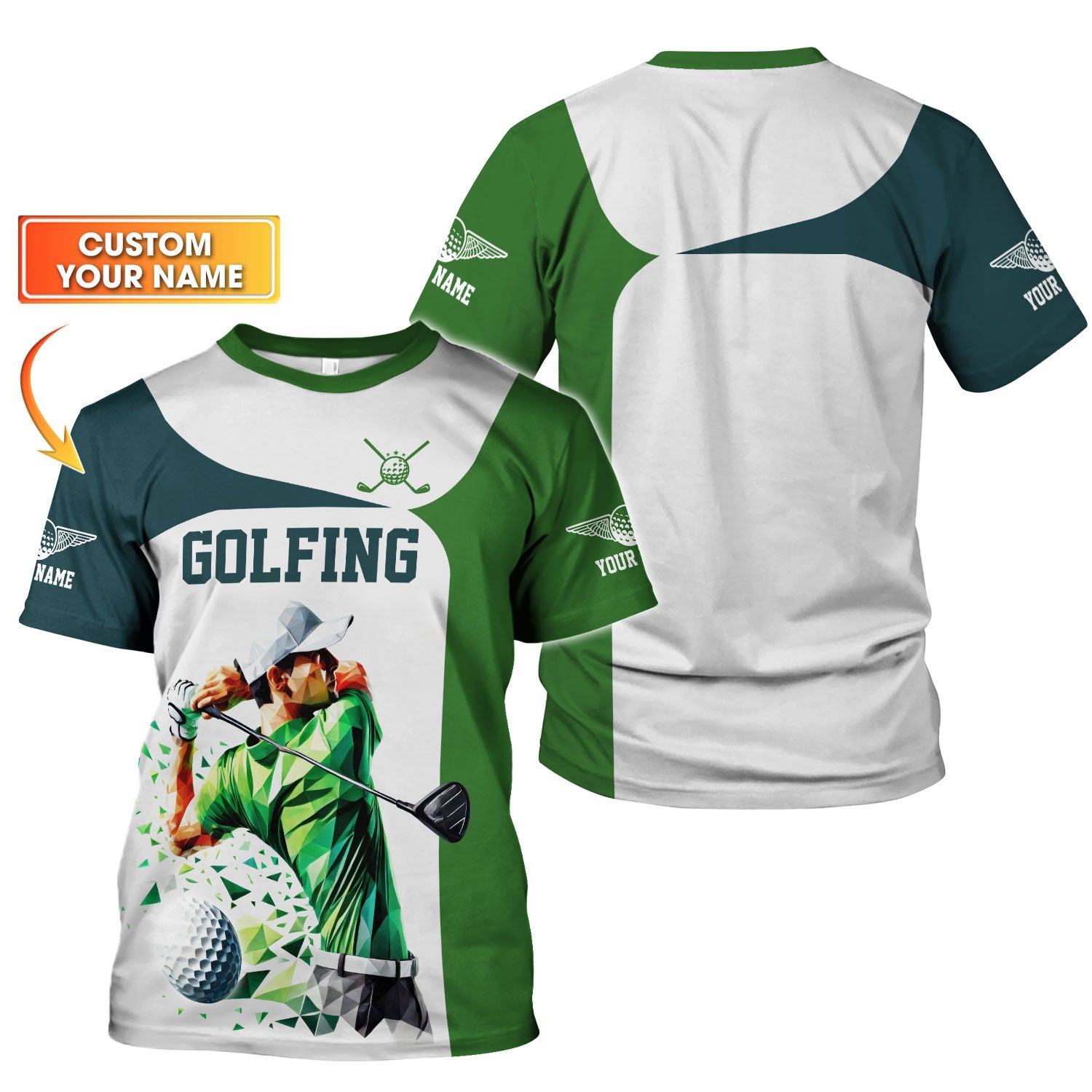 Low-Poly Golf Man, Custom Golfing Men's Golf Polo Shirt, Golf Apparel, Mens Golf Gift