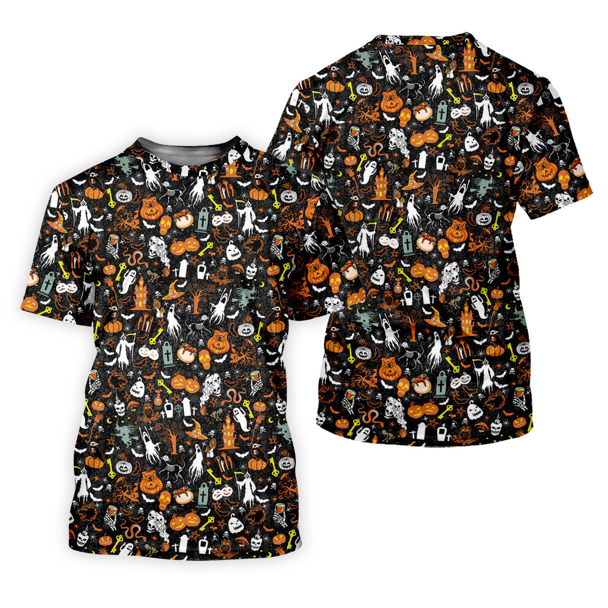 Trick or Treat Spooky Ghost Pumpkin Men's Golf Shirt, Halloween Golf Shirt, Fun Golf Shirts For Mens