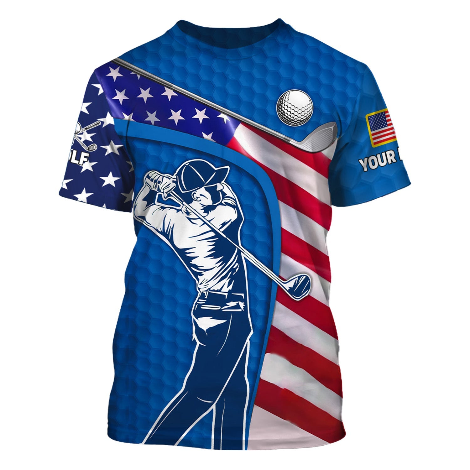 Blue Custom Men's Golf Polo Shirt, Golfing Apparel, Mens Golf Gift