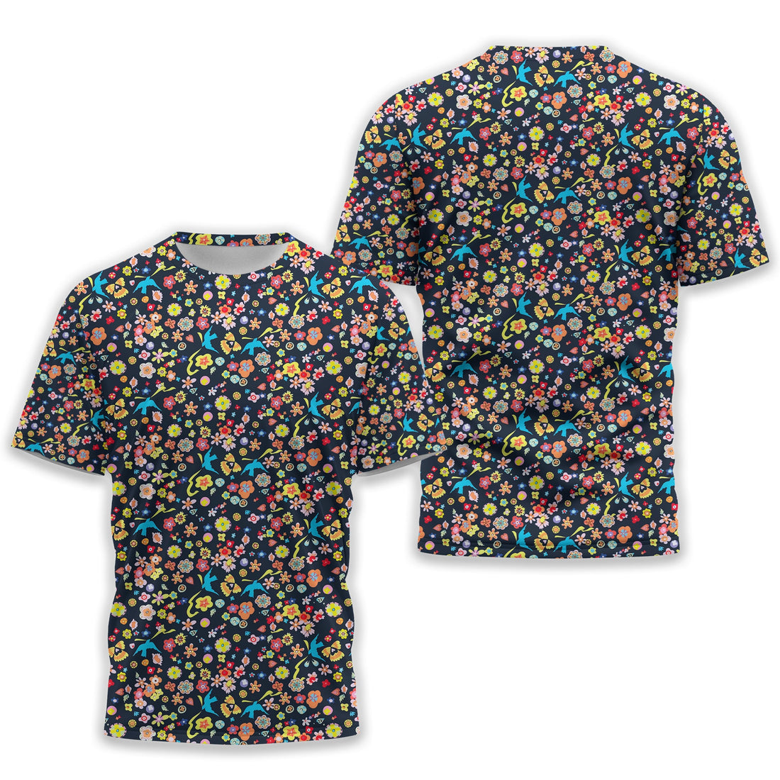 Floral Swallows Men's Golf Polo Shirt, Golfing Apparel, Gift For Golfers