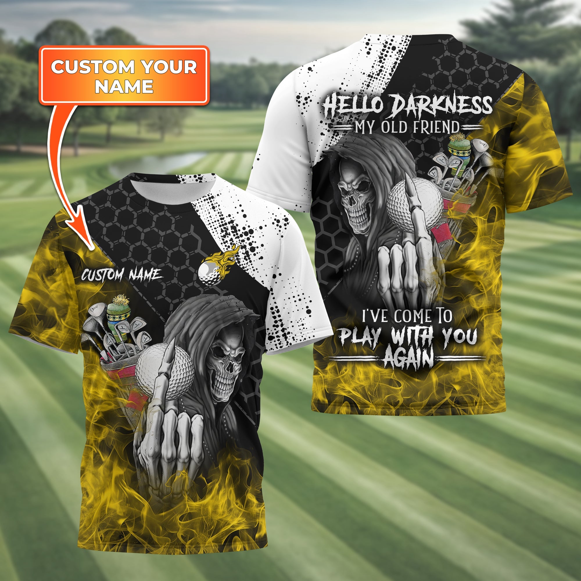 Hello Darkness My Old Friend Custom Golf Shirt, Present For Golfer