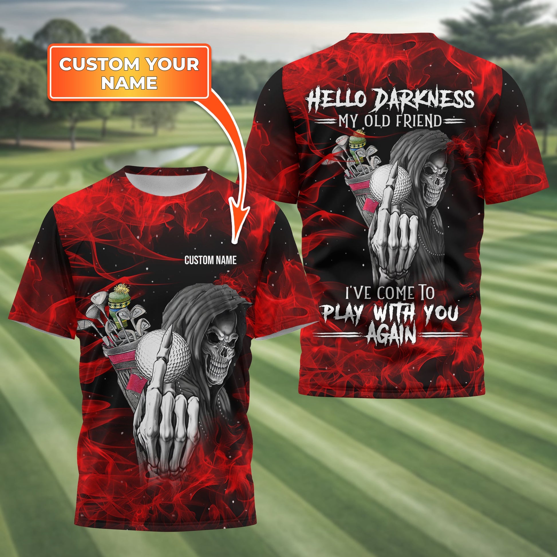 Hello Darkness My Old Friend Personalized Golf Polo Shirt, Golf Shirt For Men, Gift For Golfers