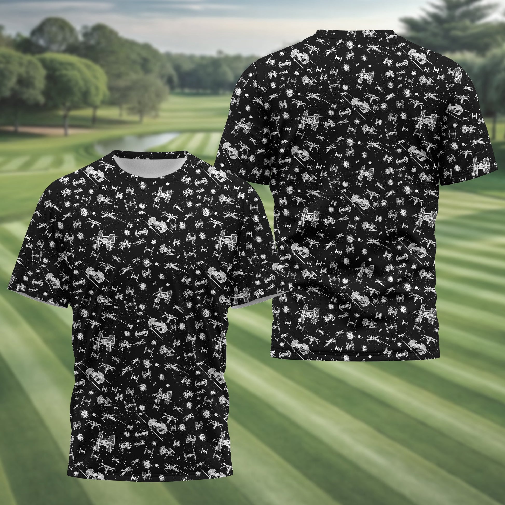 Black Galaxy Golf Polo Shirt, Gift For Golfers, Golf Gift For Men