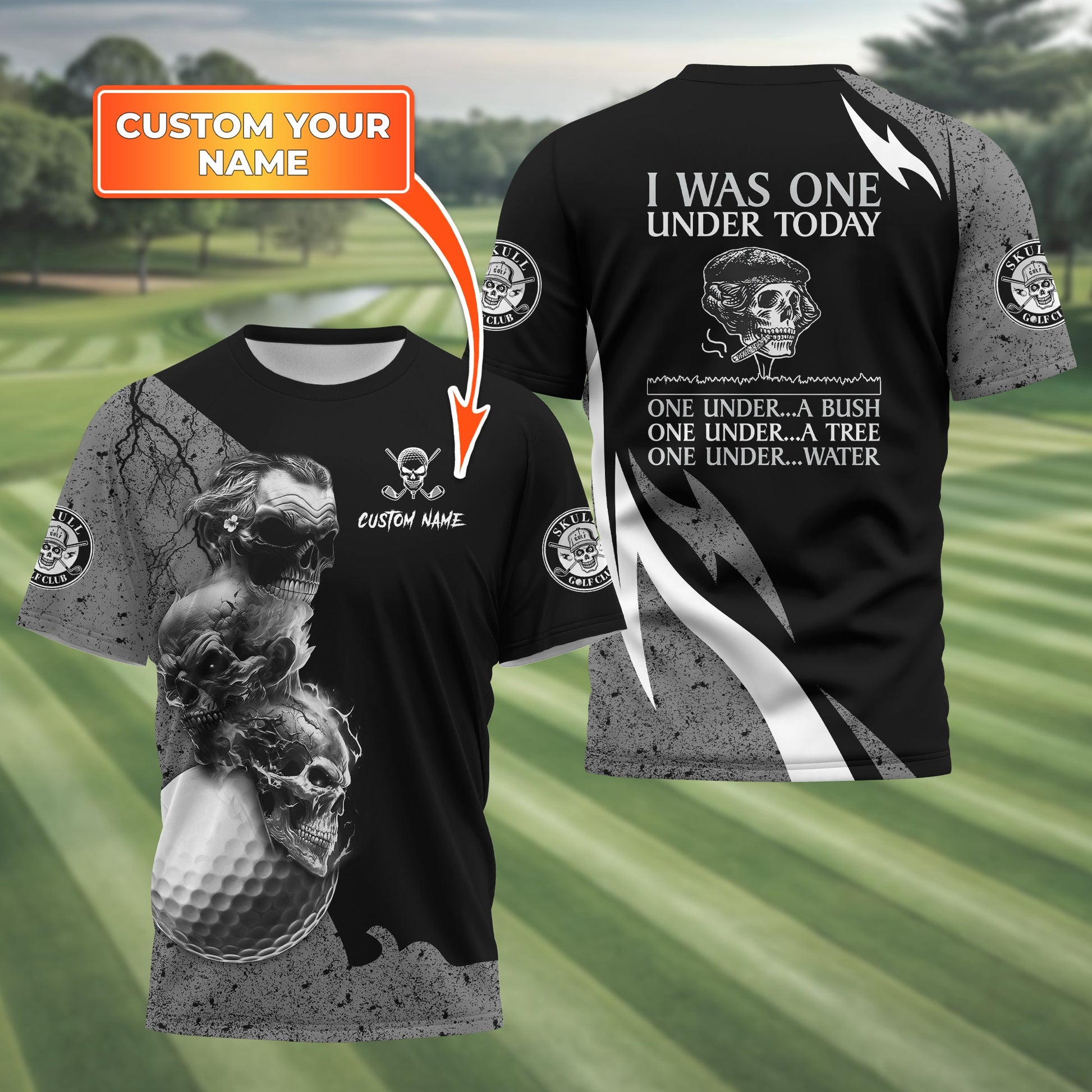 I Was One Under Today Custom Golf Polo Shirt, Skull Golf Shirt, Gift For Golfers, Funny Golf Polo Shirt
