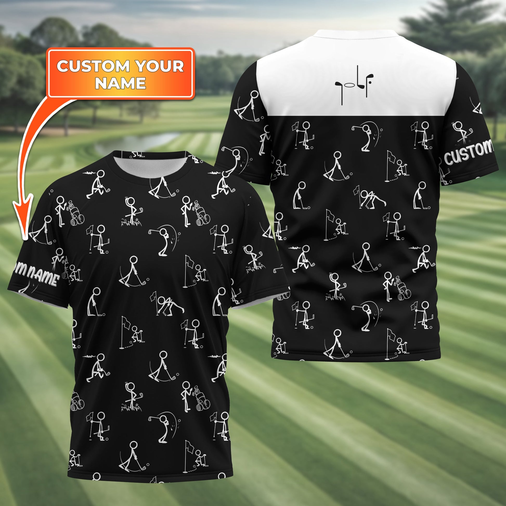 Funny Stick Figure Golf Polo Shirt, Gift For Golfers, Golf Gift For Him