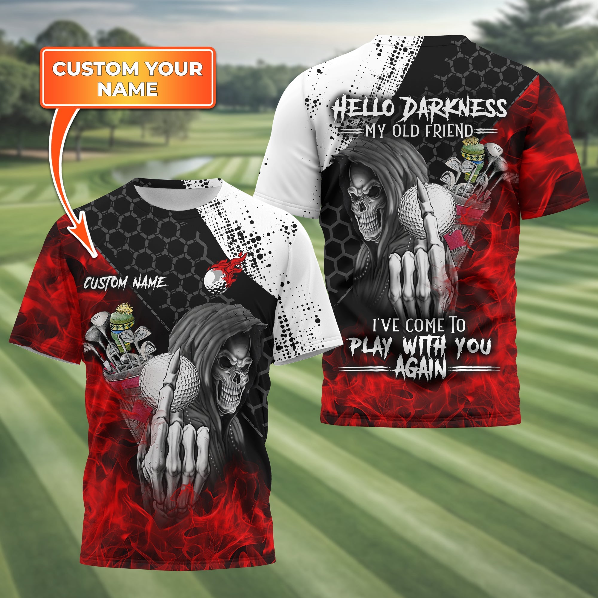Hello Darkness My Old Friend Custom Golf Shirt, Present For Golfer