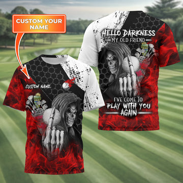 Hello Darkness My Old Friend Custom Golf Shirt, Present For Golfer