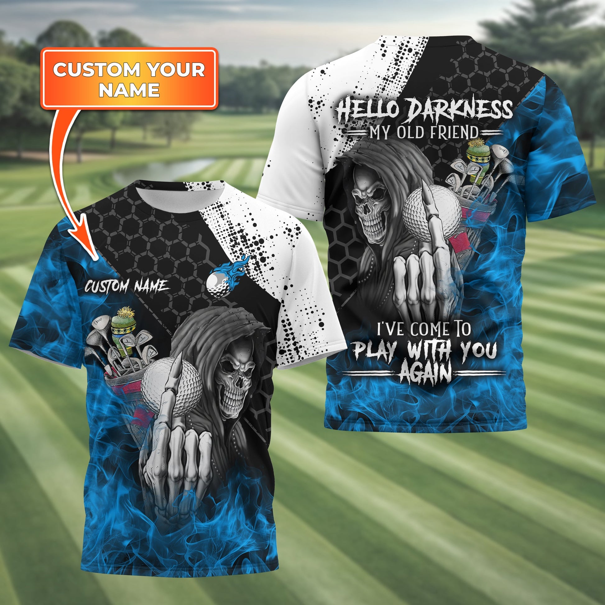 Hello Darkness My Old Friend Custom Golf Shirt, Present For Golfer