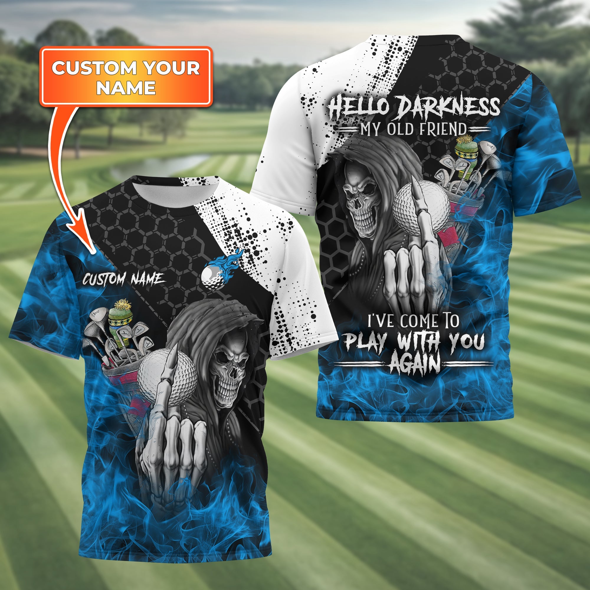 Hello Darkness My Old Friend Custom Golf Shirt, Present For Golfer