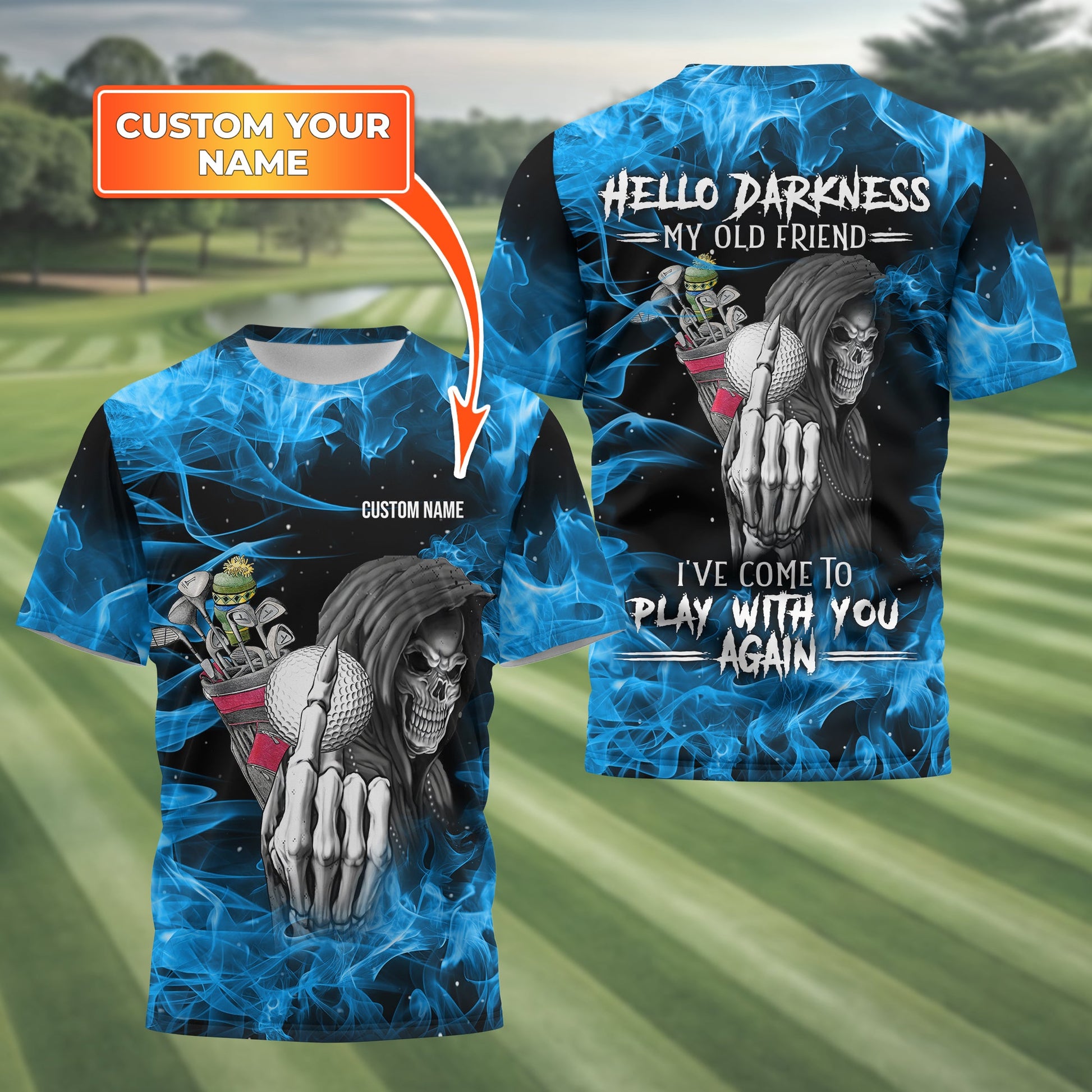 Hello Darkness My Old Friend Personalized Golf Polo Shirt, Golf Shirt For Men, Gift For Golfers