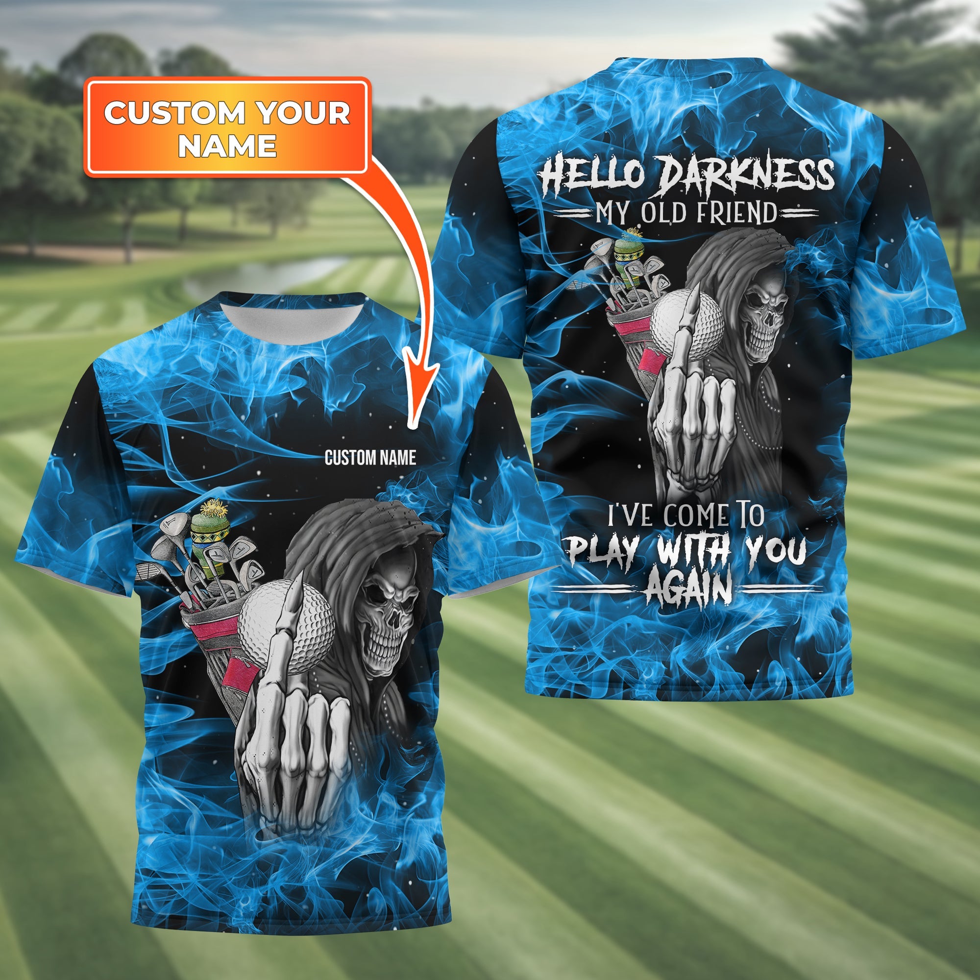 Hello Darkness My Old Friend Personalized Golf Polo Shirt, Golf Shirt For Men, Gift For Golfers