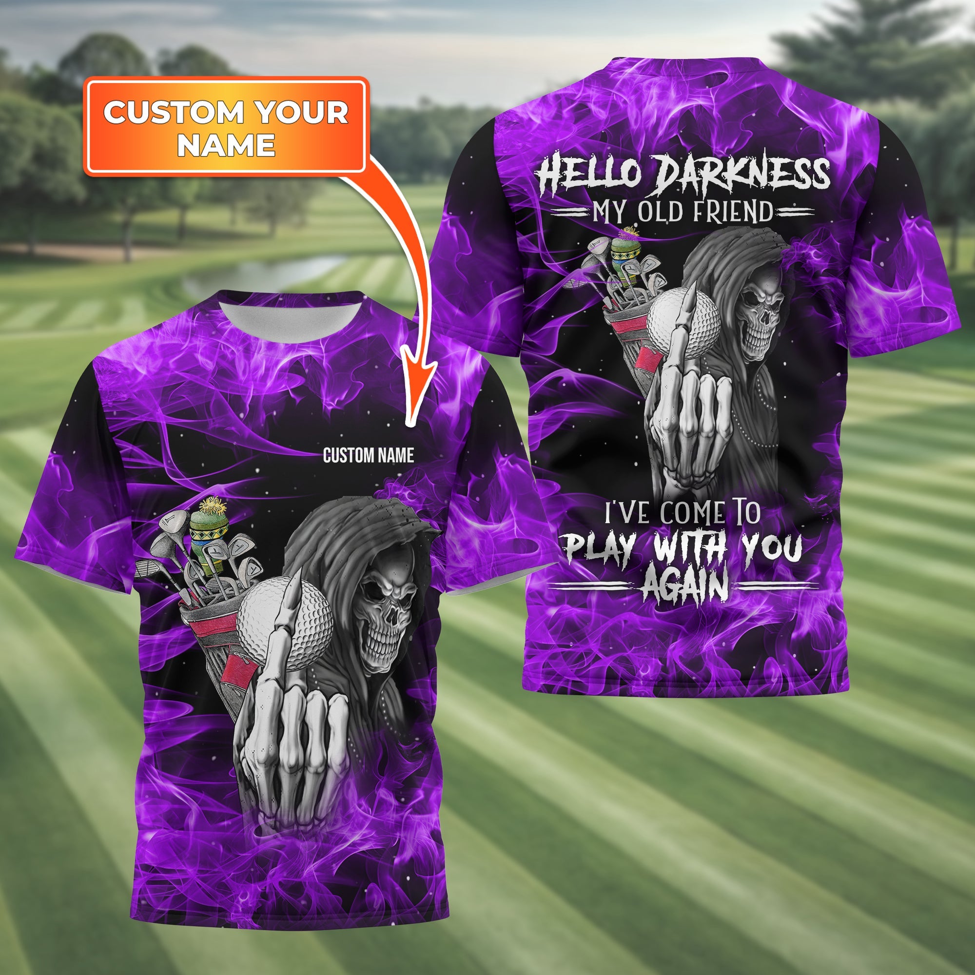 Hello Darkness My Old Friend Personalized Golf Polo Shirt, Golf Shirt For Men, Gift For Golfers