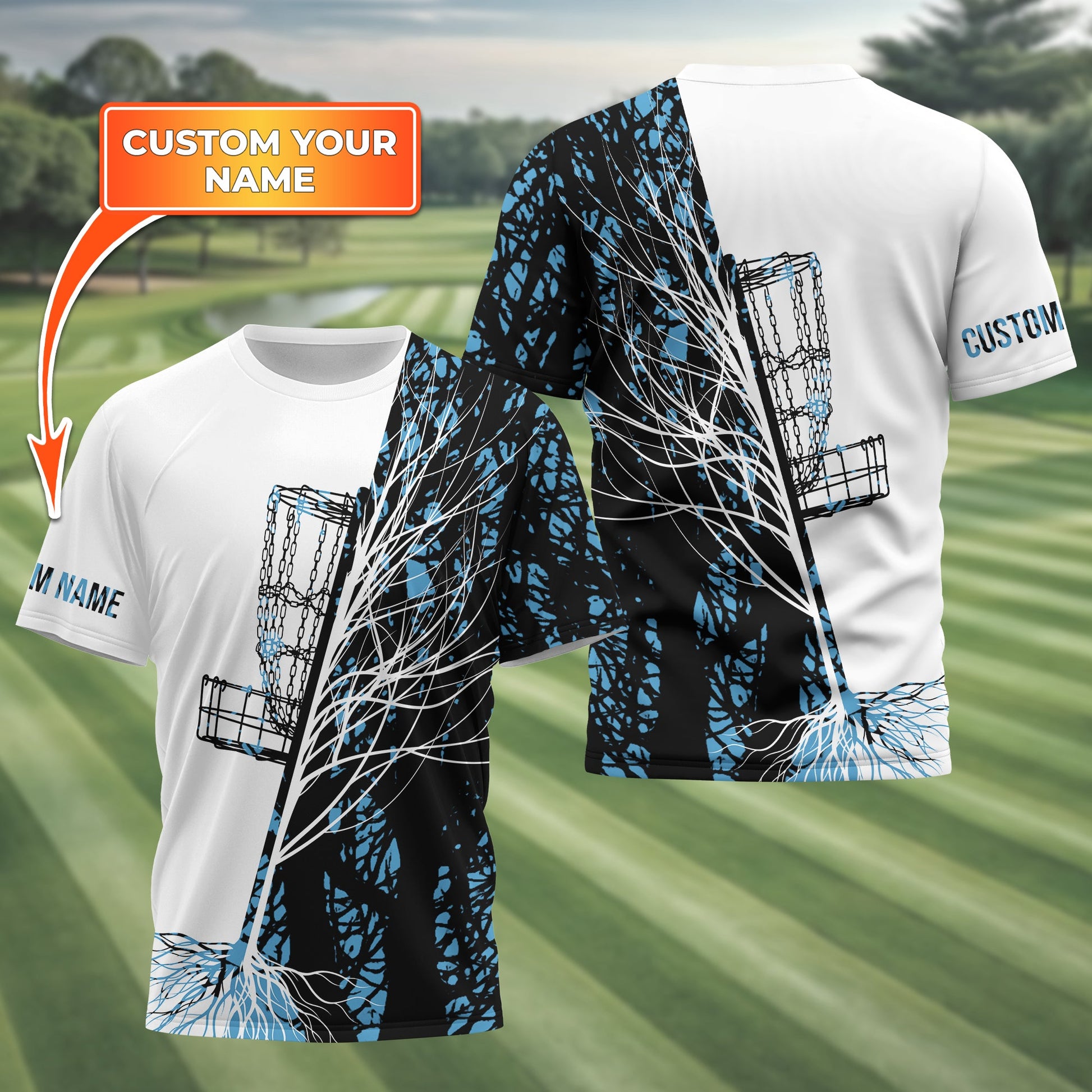 Personalized Tree And Basket Golf Polo Shirt, Gift For Golfers, Golf Gift For Men