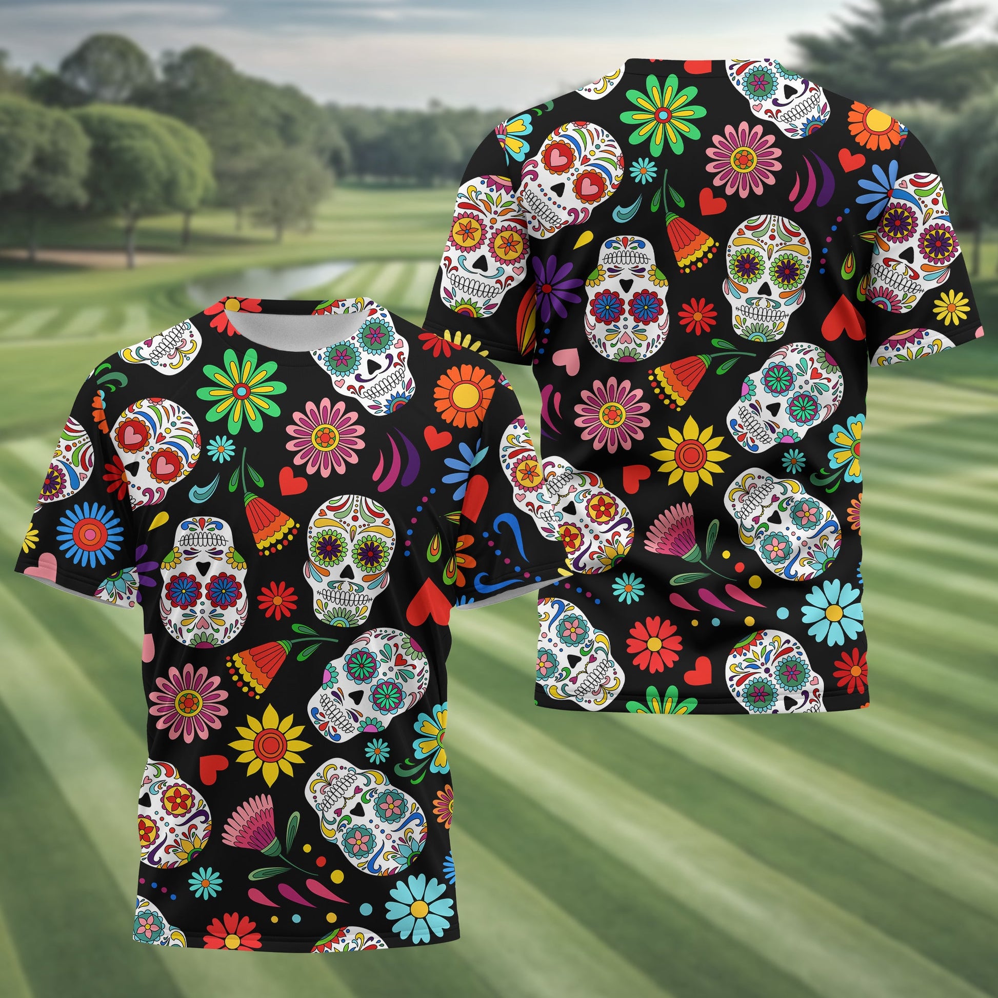Fiesta Feeling Skull Men's Golf Polo Shirt, Funny Golf Shirt, Gift For Golfers