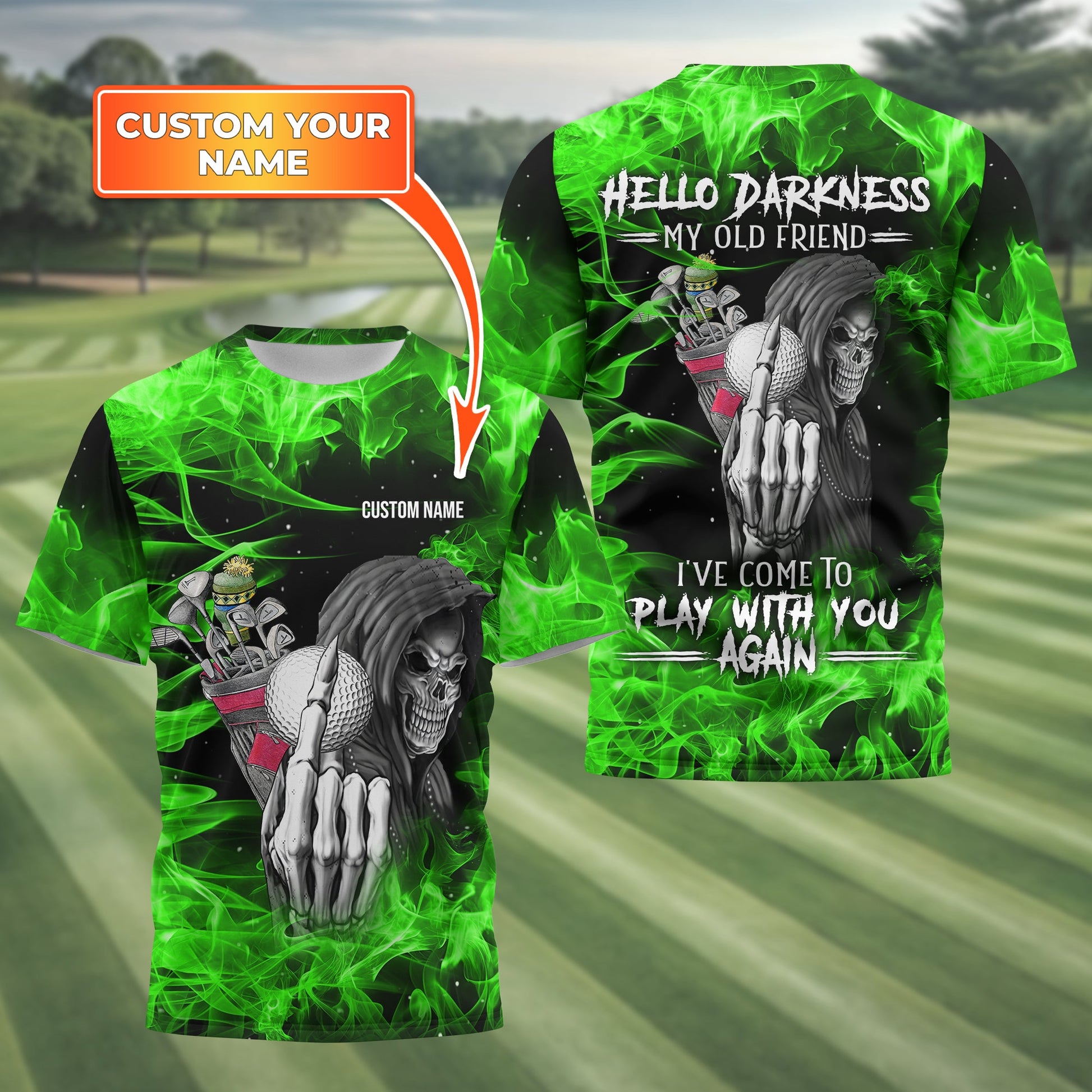 Hello Darkness My Old Friend Personalized Golf Polo Shirt, Golf Shirt For Men, Gift For Golfers