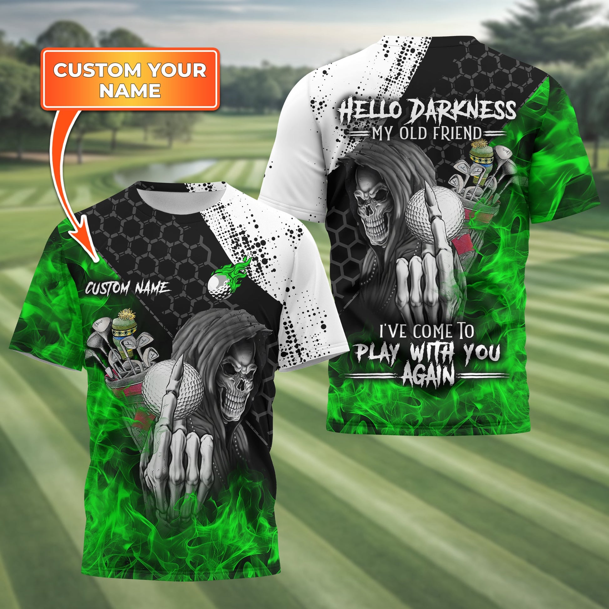 Hello Darkness My Old Friend Custom Golf Shirt, Present For Golfer