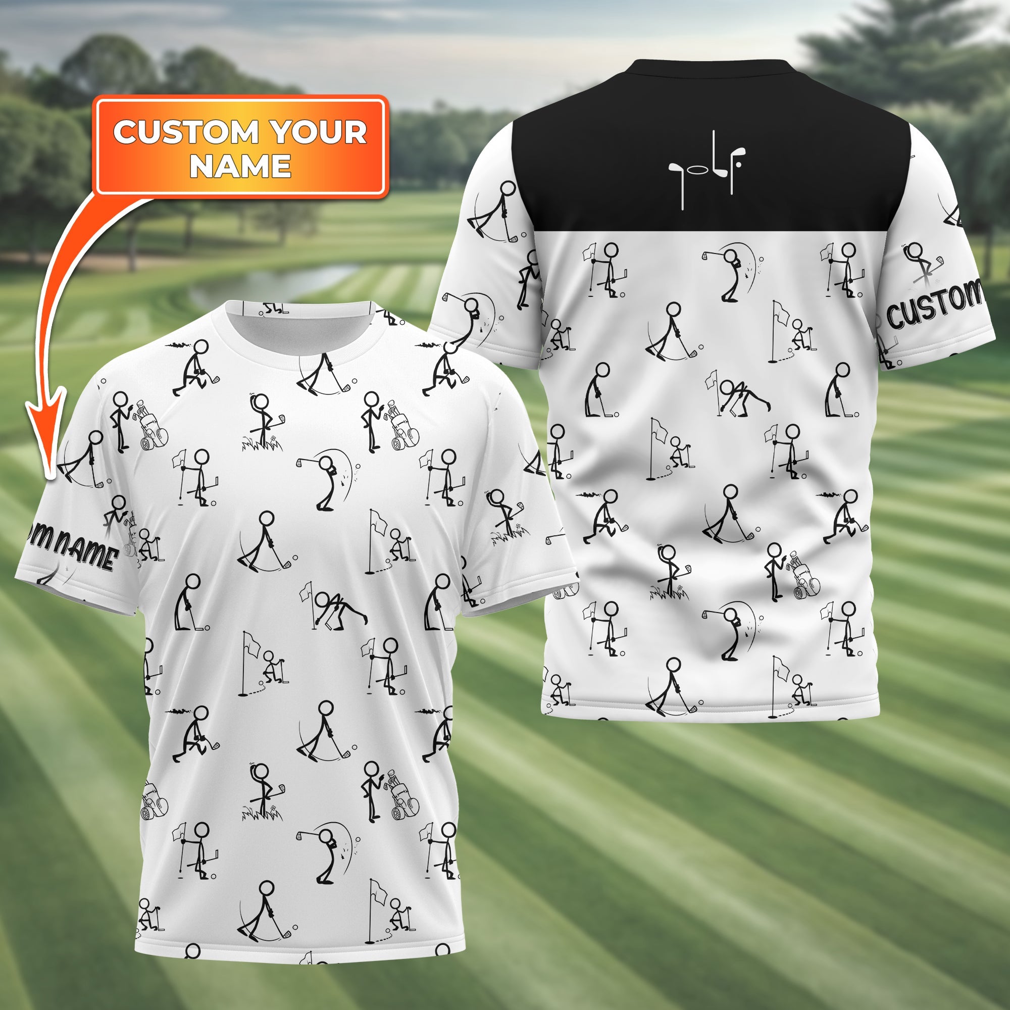 Funny Stick Figure Golf Polo Shirt, Gift For Golfers, Golf Gift For Men