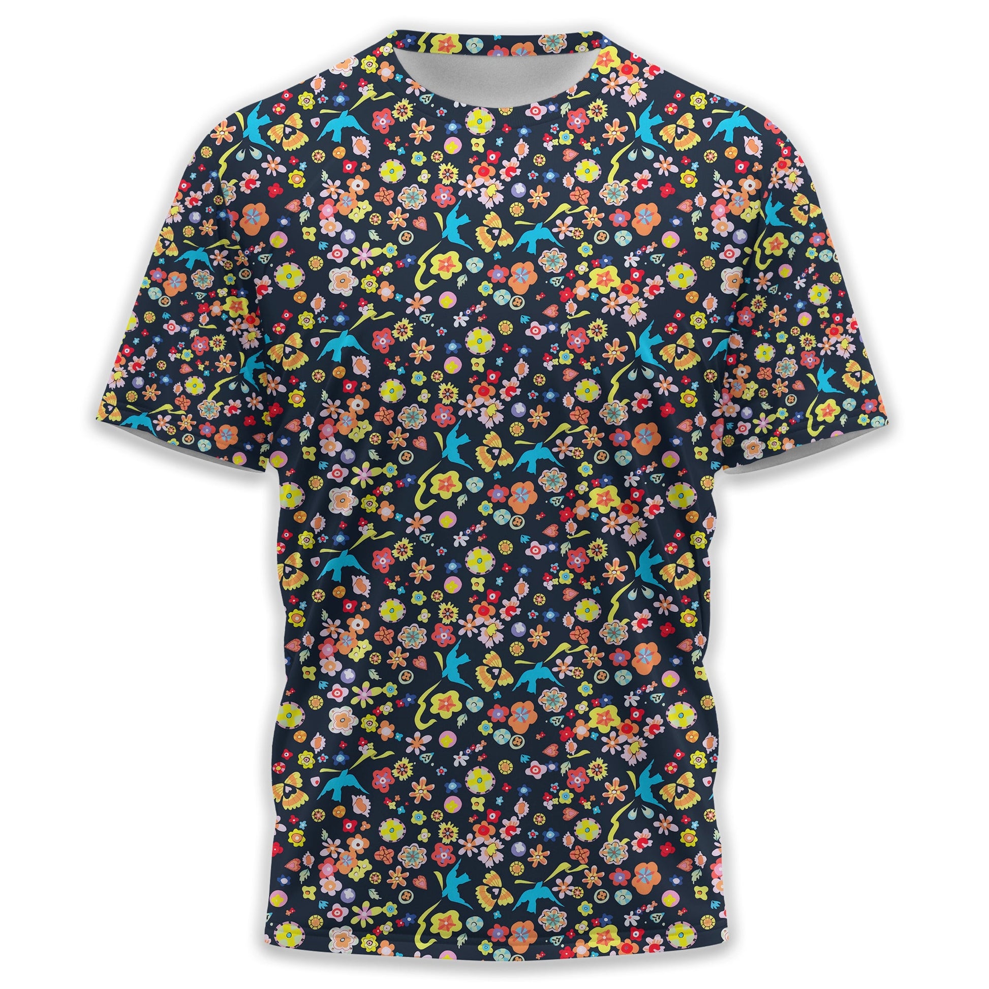 Floral Swallows Men's Golf Polo Shirt, Golfing Apparel, Gift For Golfers