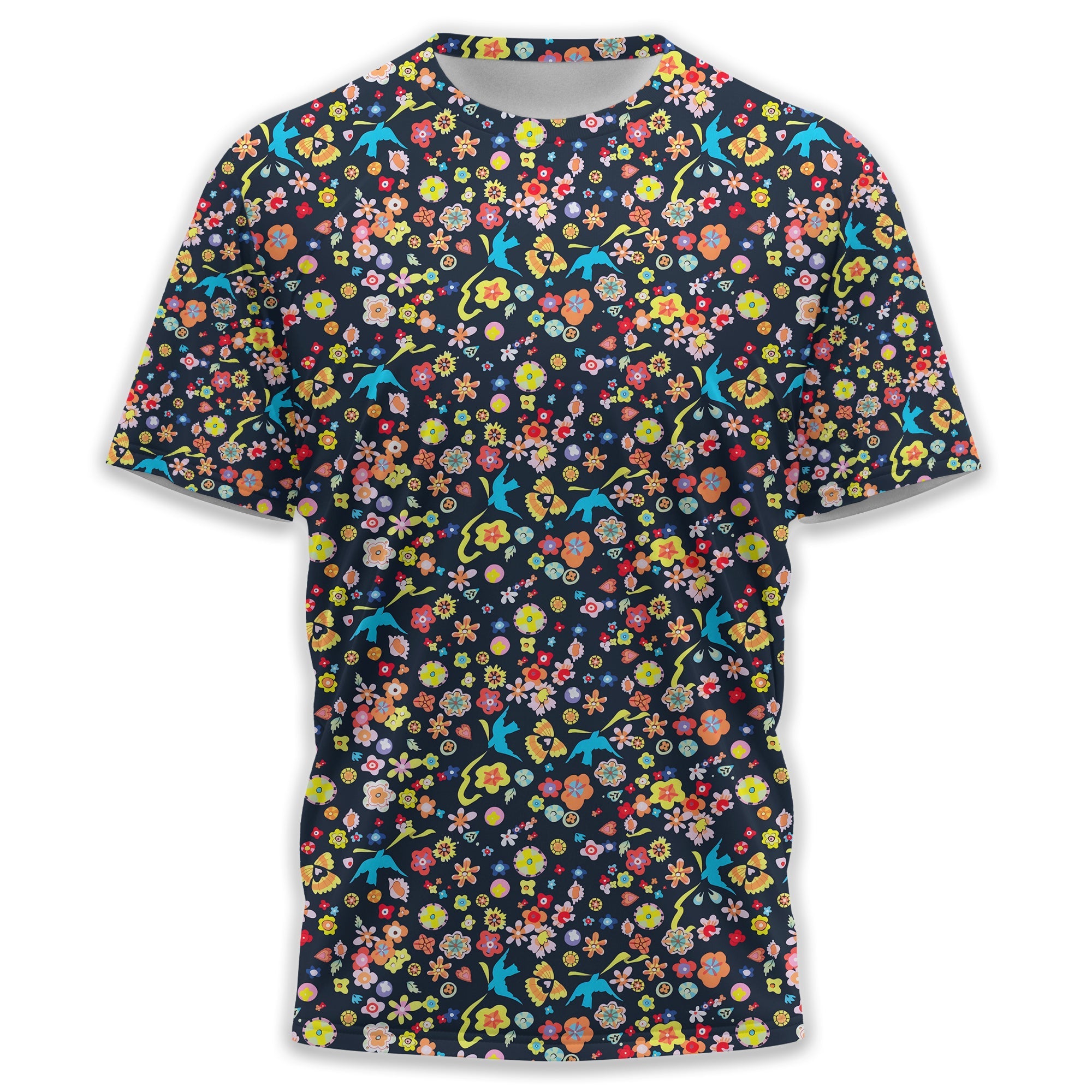 Floral Swallows Men's Golf Polo Shirt, Golfing Apparel, Gift For Golfers