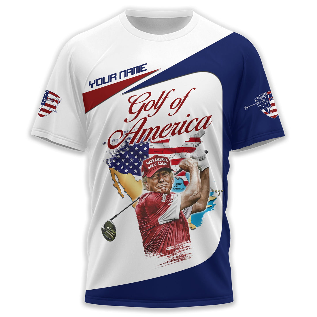 Trump Golf Of America Custom Men's Golf Polo Shirt, US Patriotic Pride Men's Golf Polo Shirt, Patriotic Golf Shirt, USA Golf Shirt