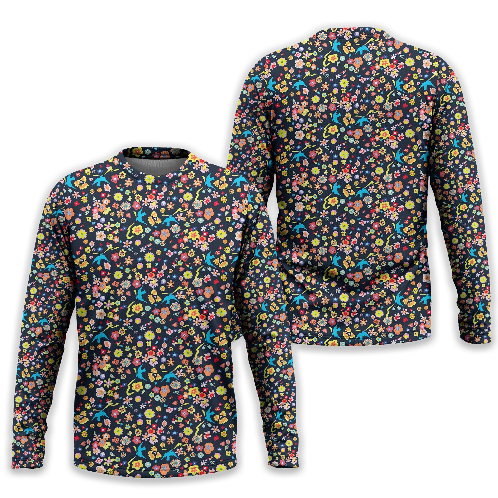 Floral Swallows Men's Golf Polo Shirt, Golfing Apparel, Gift For Golfers