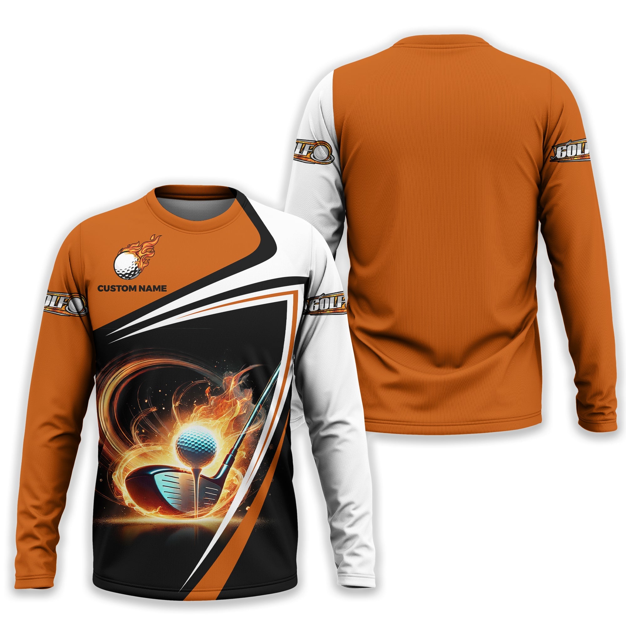 Golf Ball Fire Custom Name Men's Golf Polo Shirt, Golfing Apparel, Gift For Golfer