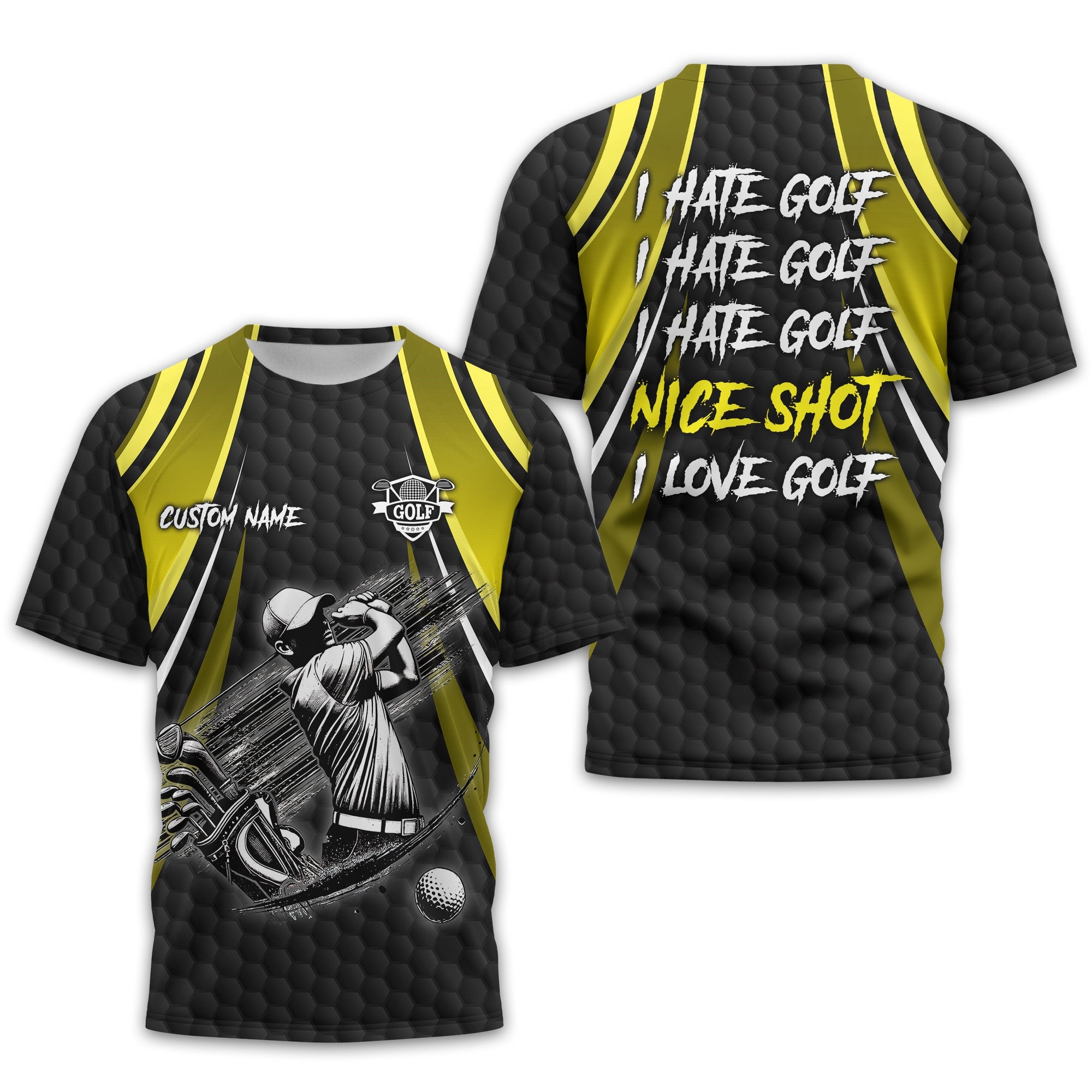 I Hate Golf Custom Men's Golf Polo Shirt, Funny Golf Shirt, Gift For Golfer