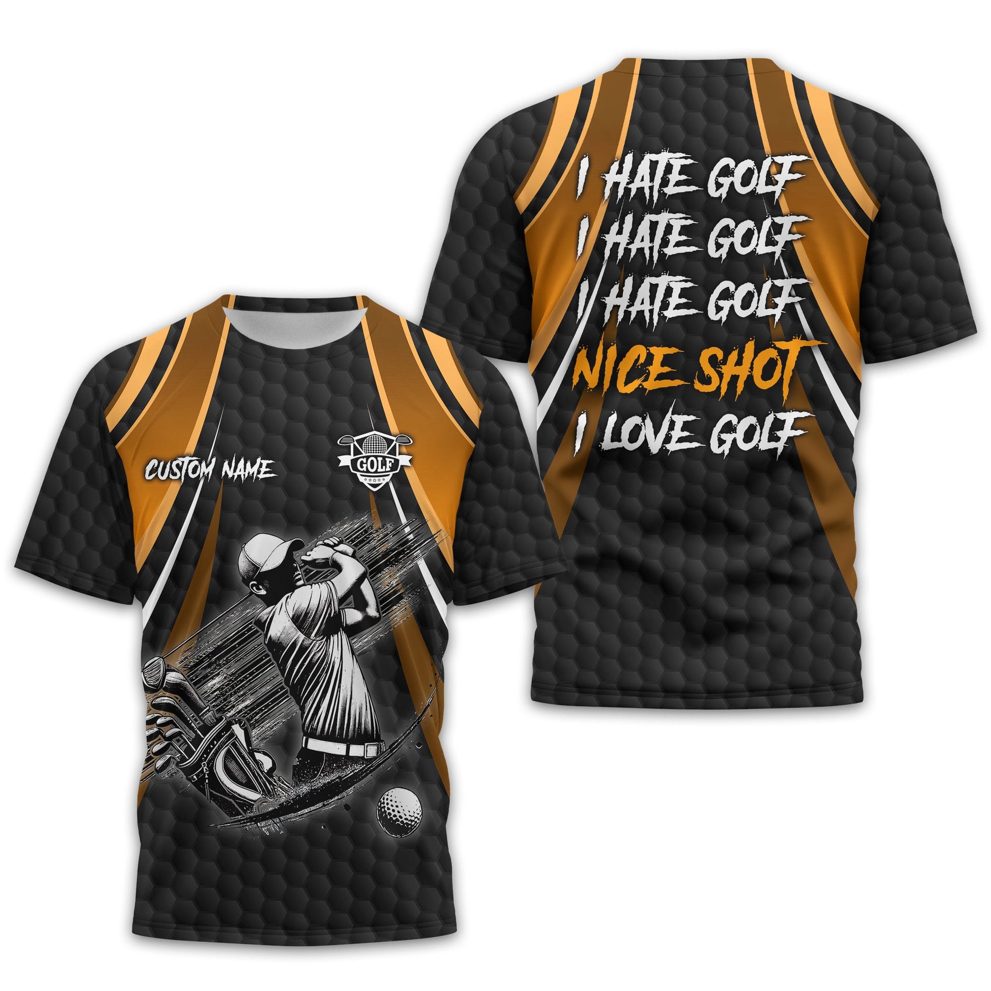 I Hate Golf Custom Men's Golf Polo Shirt, Funny Golf Shirt, Gift For Golfer